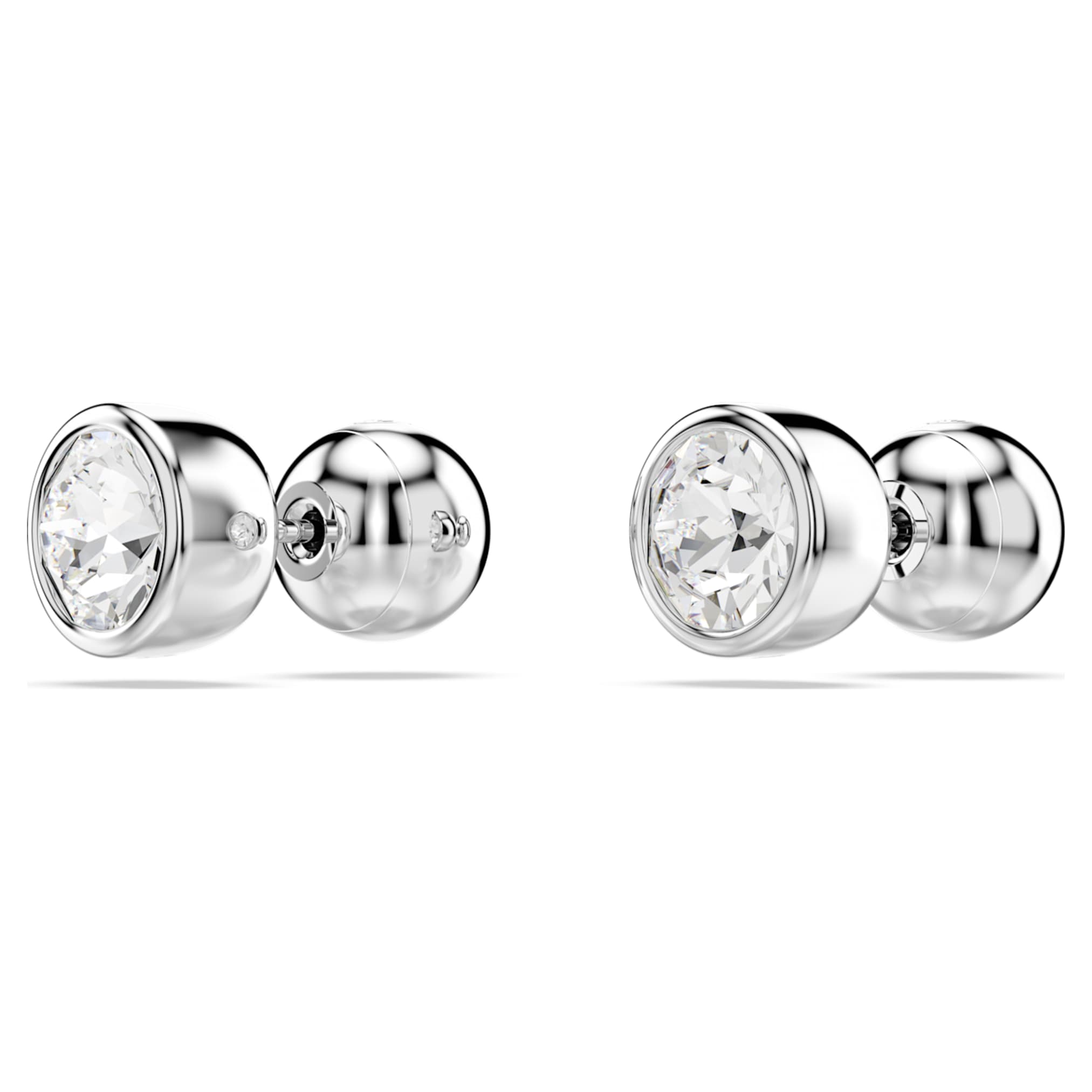 Swarovski Imber stud earrings Round cut, White, Rhodium plated