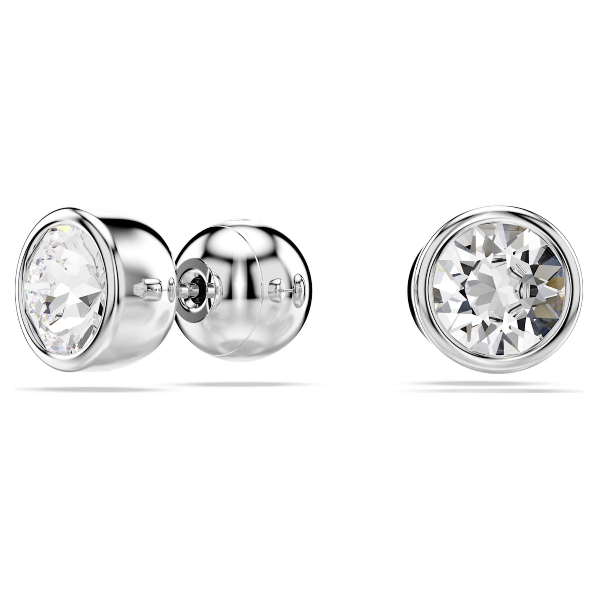 Swarovski Imber stud earrings Round cut, White, Rhodium plated