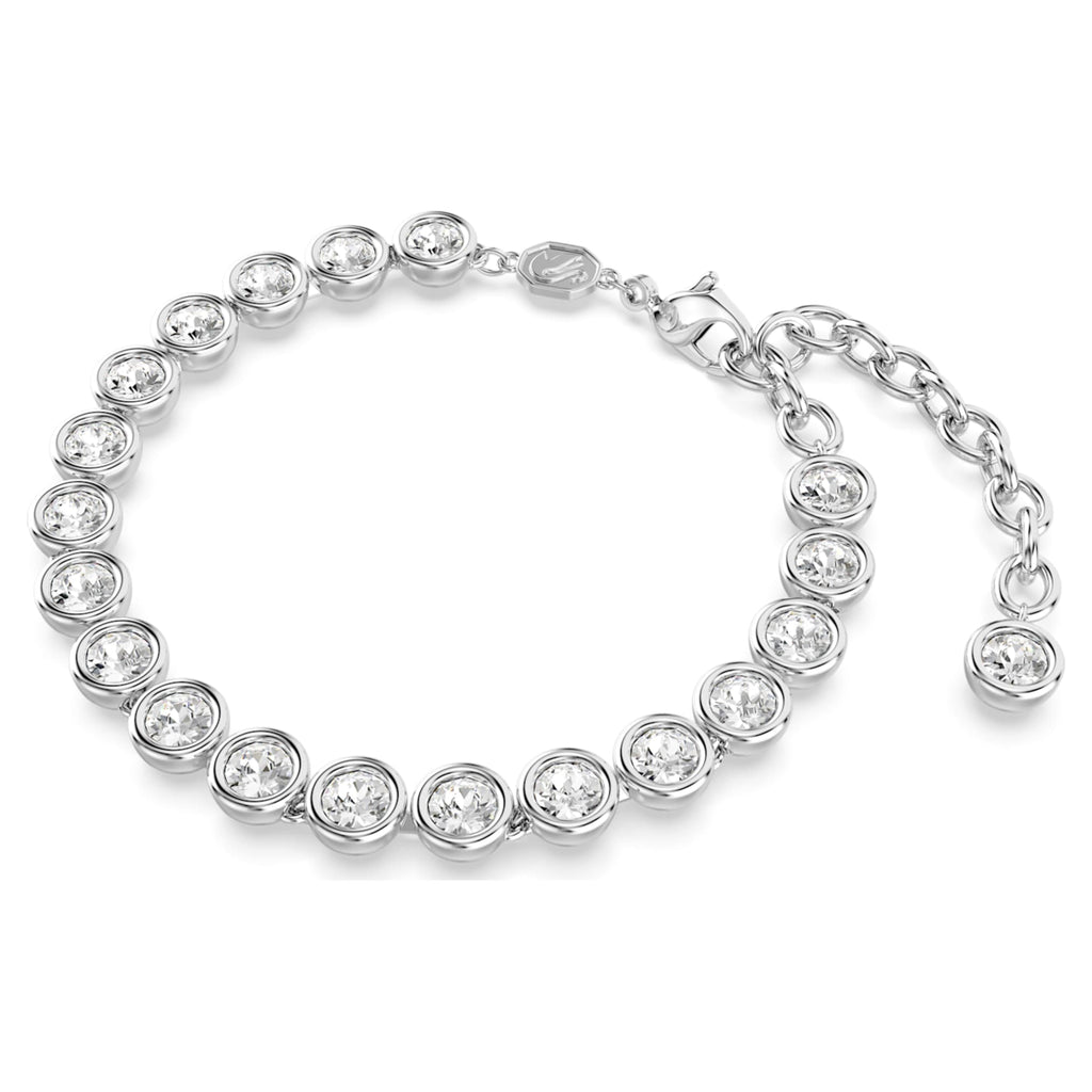 Swarovski Imber Tennis bracelet Round cut, White, Rhodium plated