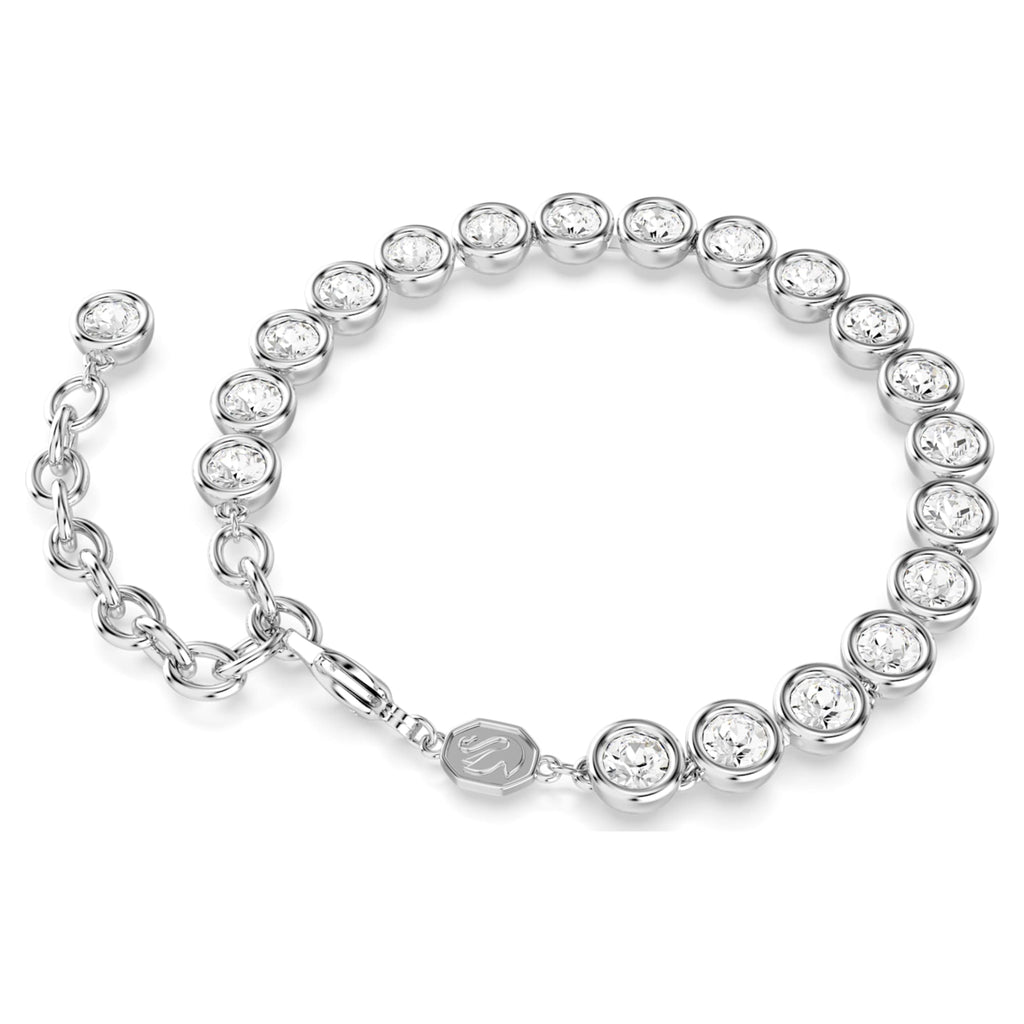 Swarovski Imber Tennis bracelet Round cut, White, Rhodium plated