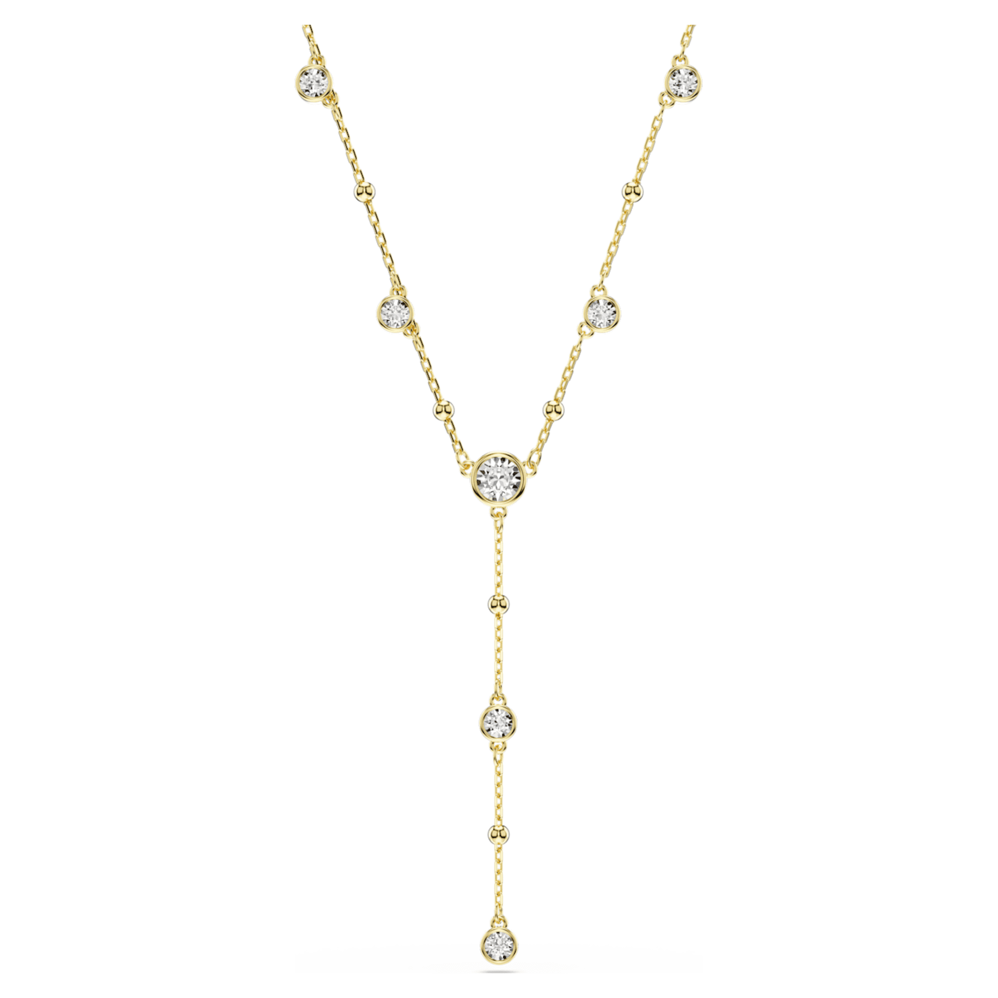 Swarovski Imber y necklace Round cut, White, 18K gold finish