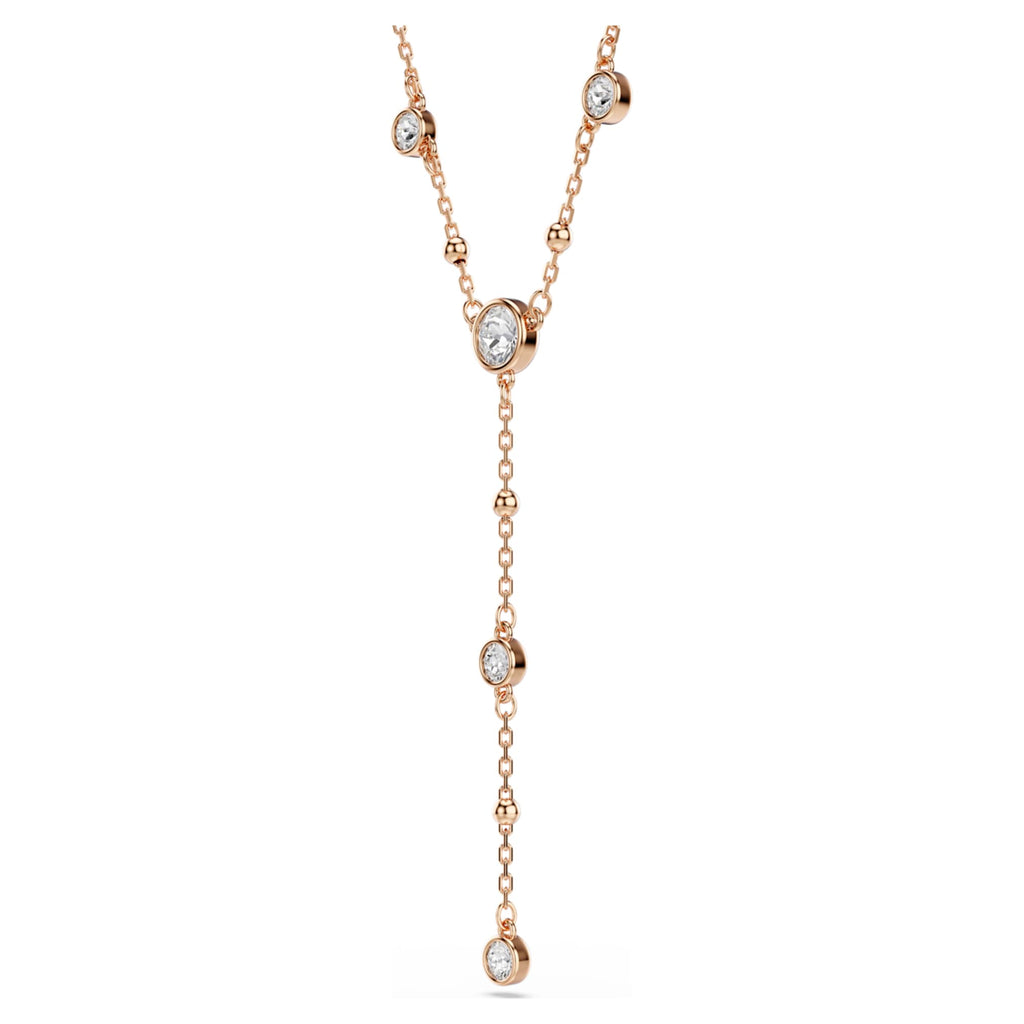 Swarovski Imber Y necklace Round cut, White, 18K rose gold finish