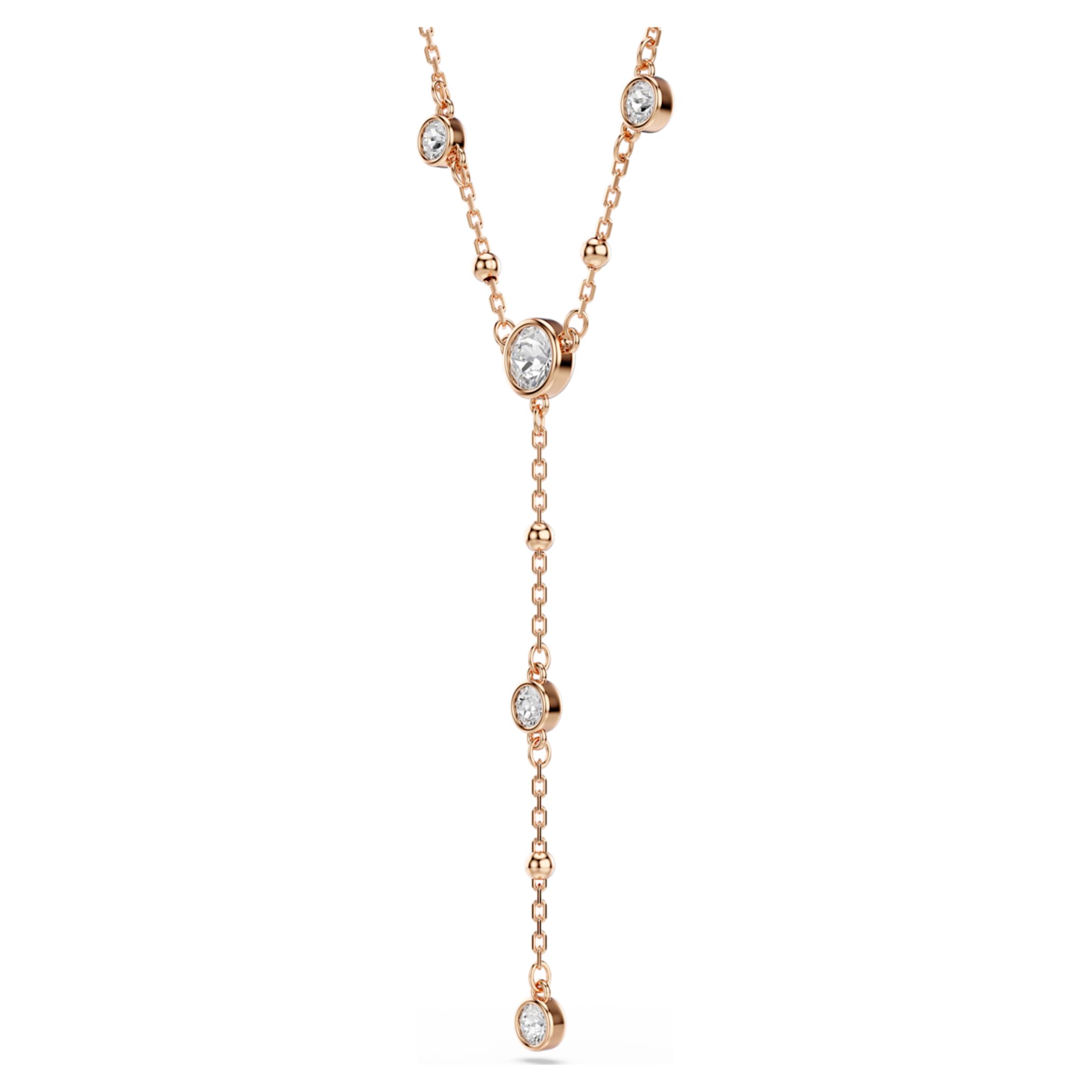 Swarovski Imber Y necklace Round cut, White, 18K rose gold finish