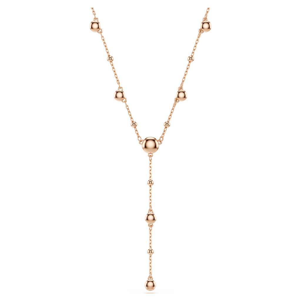 Swarovski Imber Y necklace Round cut, White, 18K rose gold finish