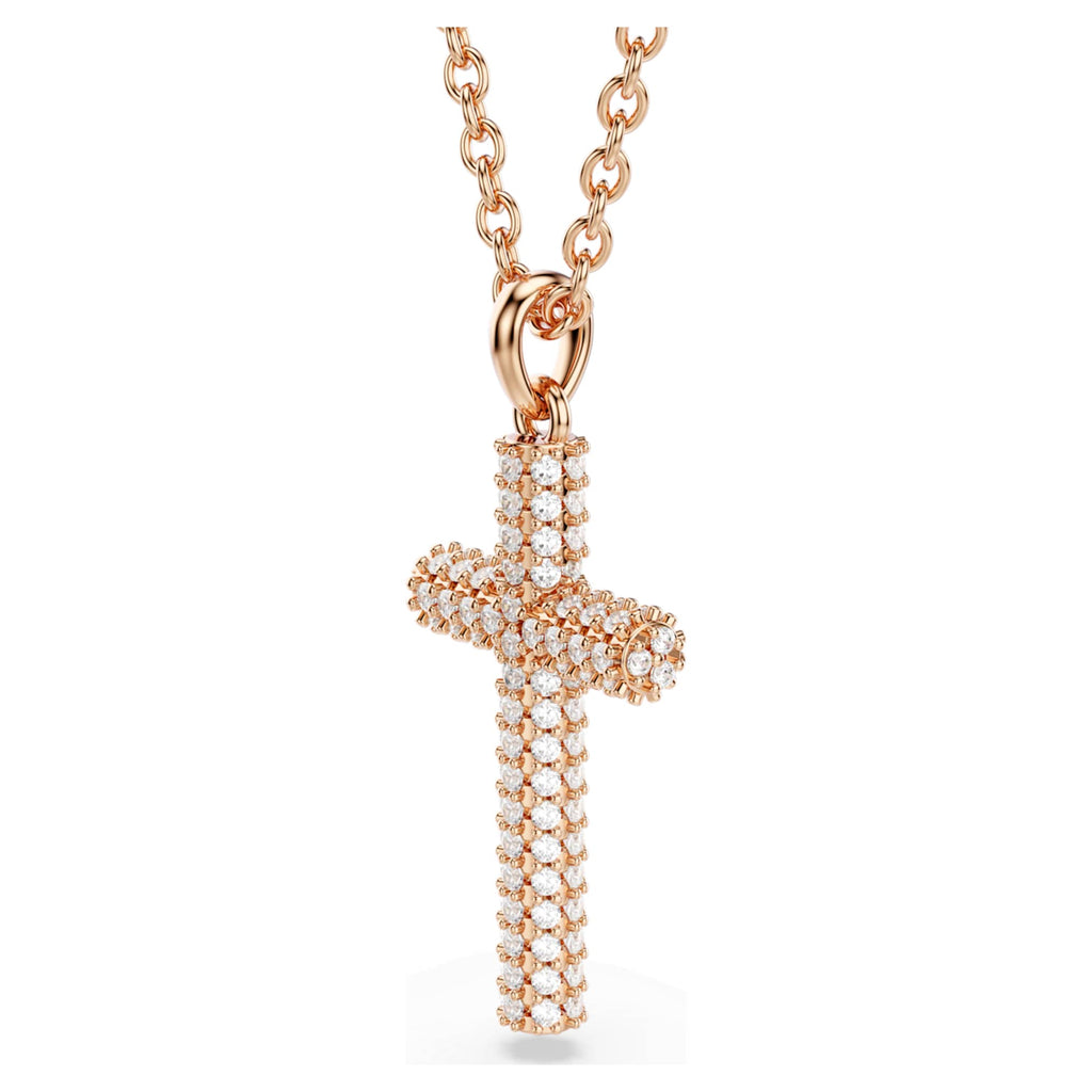 Swarovski Insigne pendant Cross, White, 18K rose gold finish