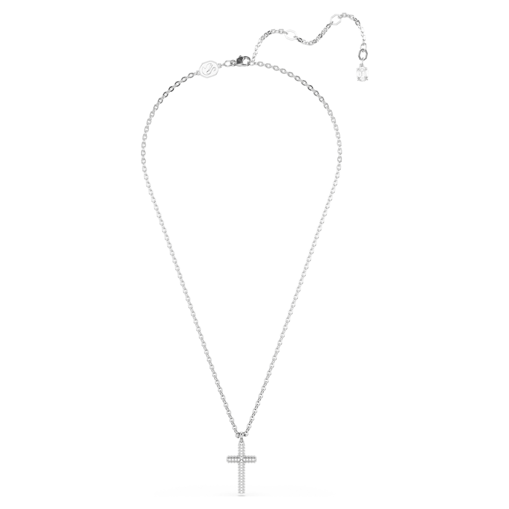 Swarovski Insigne pendant Pavé, Cross, White, Rhodium plated