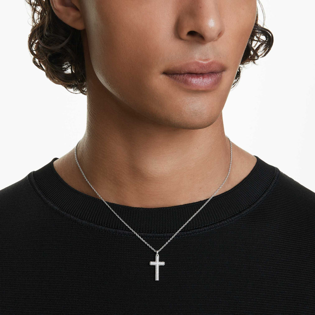 Swarovski Insigne pendant Pavé, Cross, White, Rhodium plated