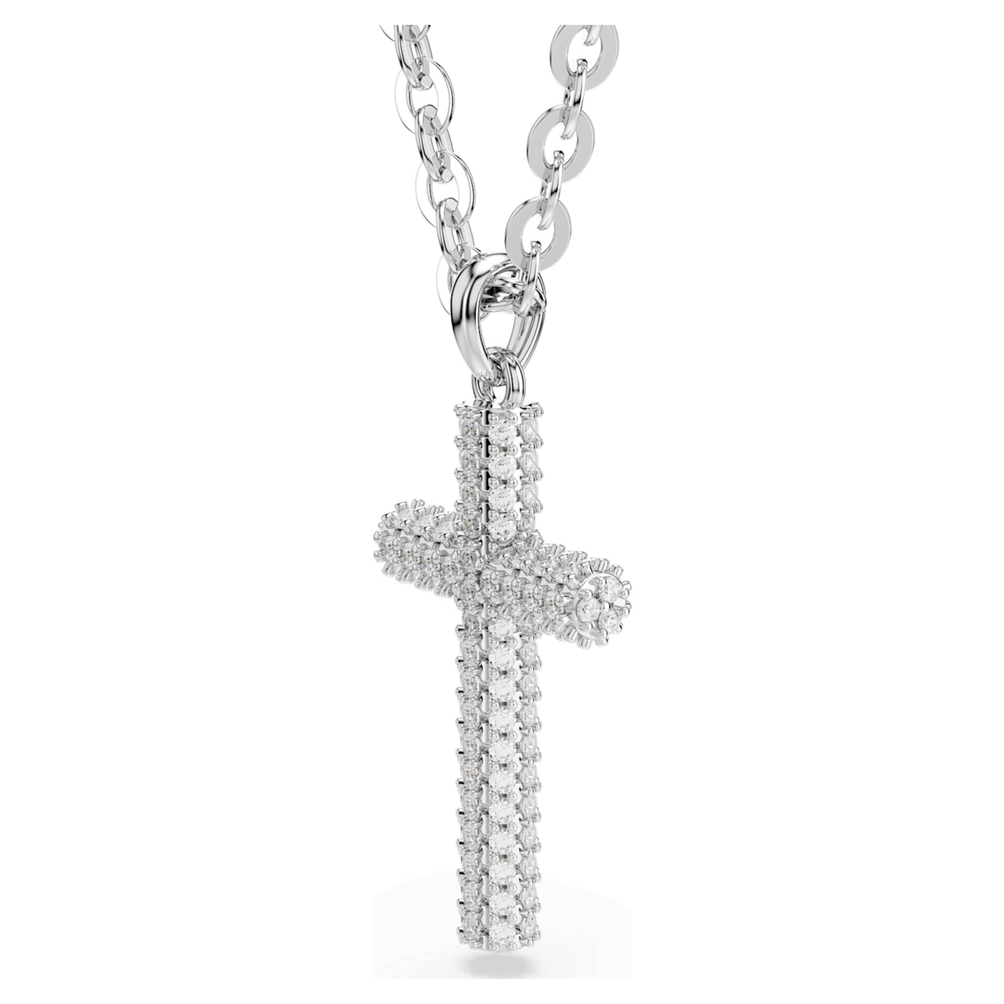 Swarovski Insigne pendant Pavé, Cross, White, Rhodium plated