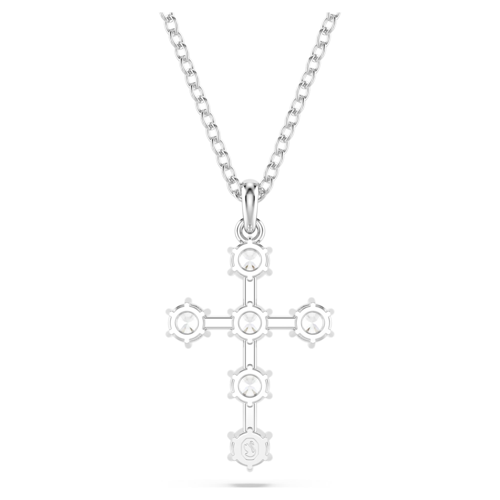 Swarovski Insigne pendant Round cut, Cross, White, Rhodium plated