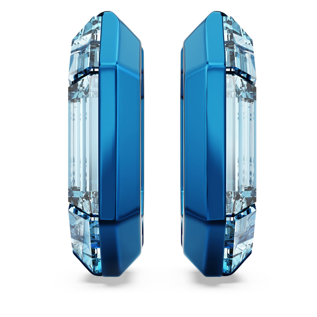 Swarovski Lucent hoop earrings Octagon shape, Small, Blue