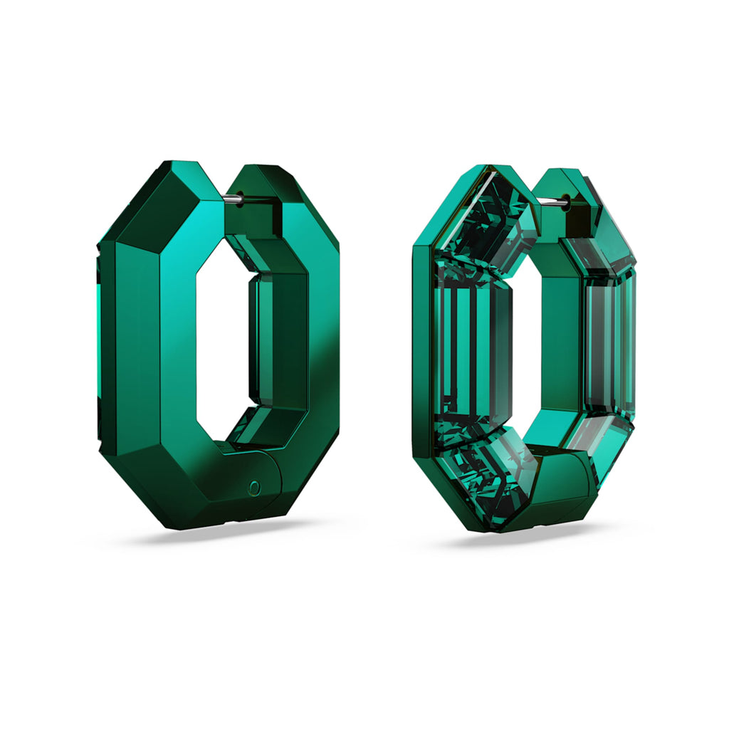 Swarovski Lucent hoop earrings Octagon shape, Small, Green