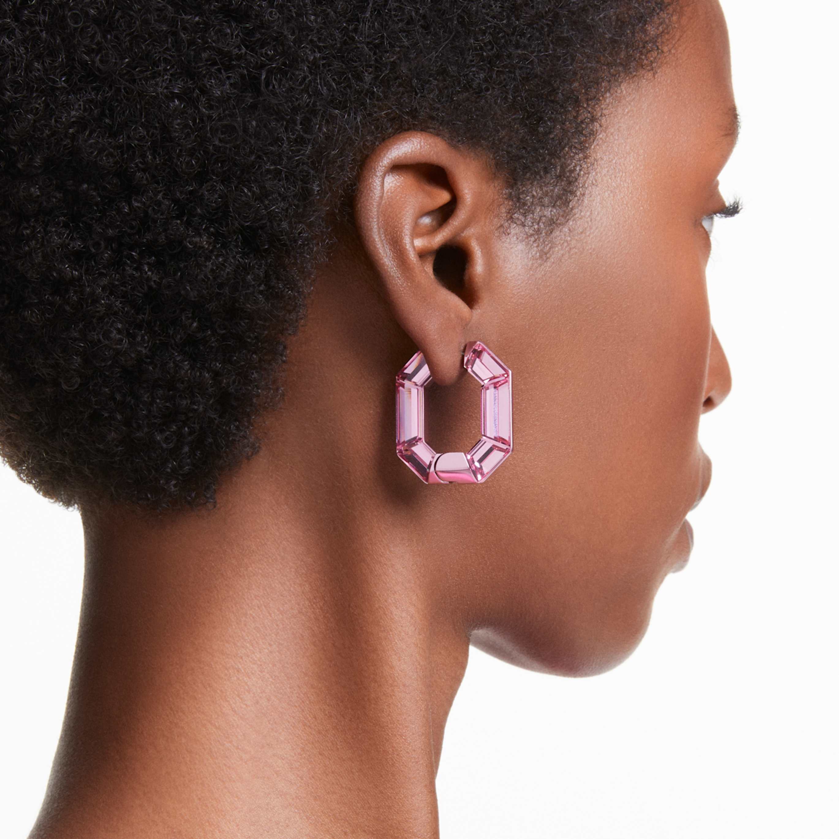 Swarovski Lucent hoop earrings Octagon shape, Small, Green