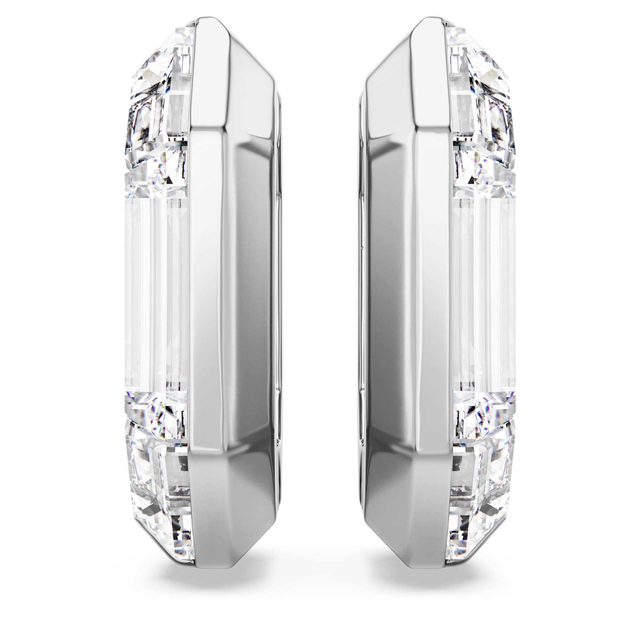 Swarovski Lucent hoop earrings Octagon shape, Small, White