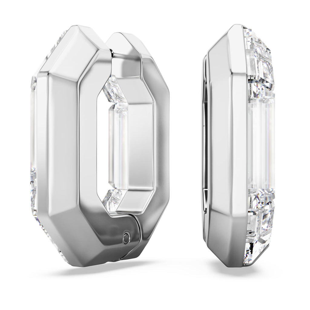 Swarovski Lucent hoop earrings Octagon shape, Small, White