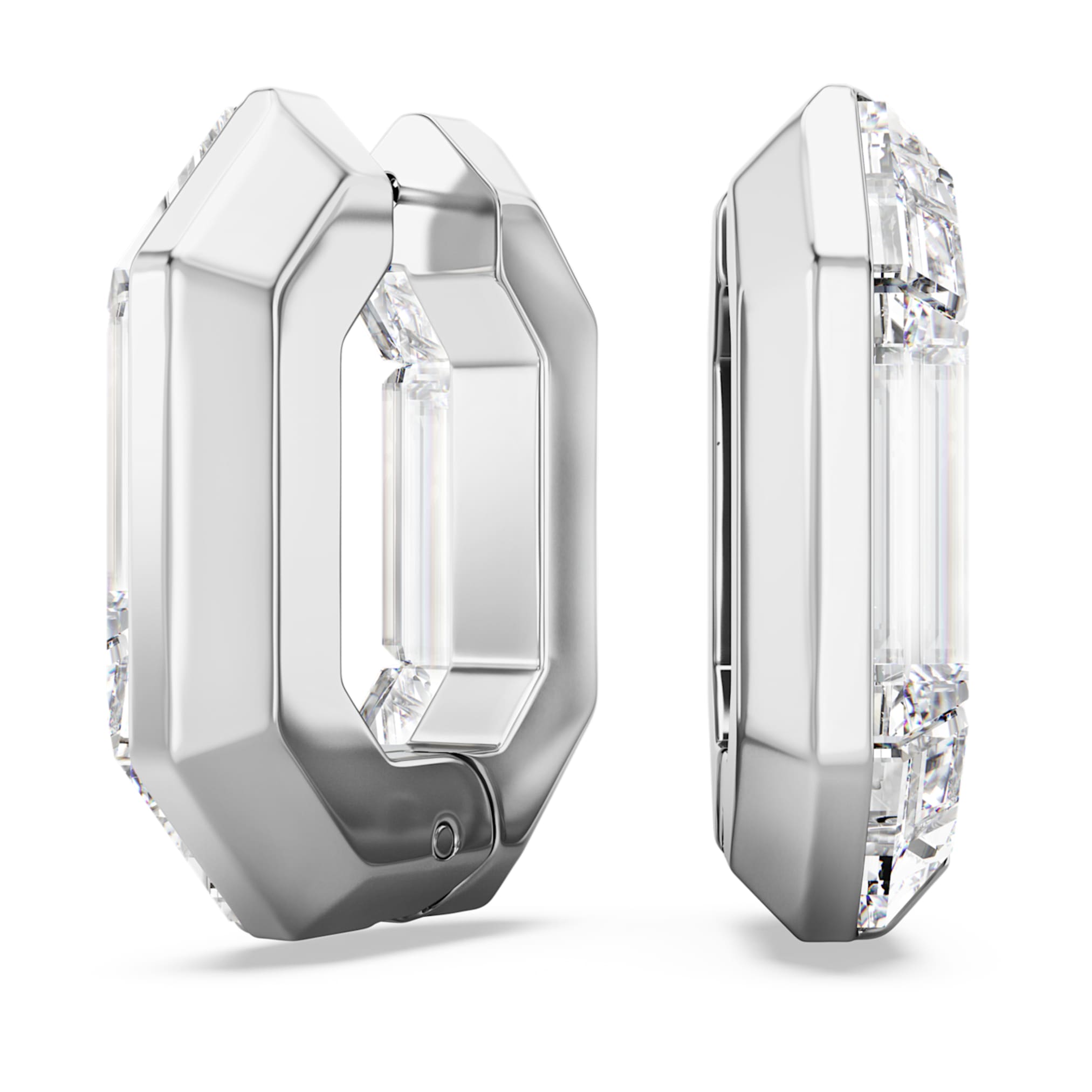 Swarovski Lucent hoop earrings Octagon shape, Small, White