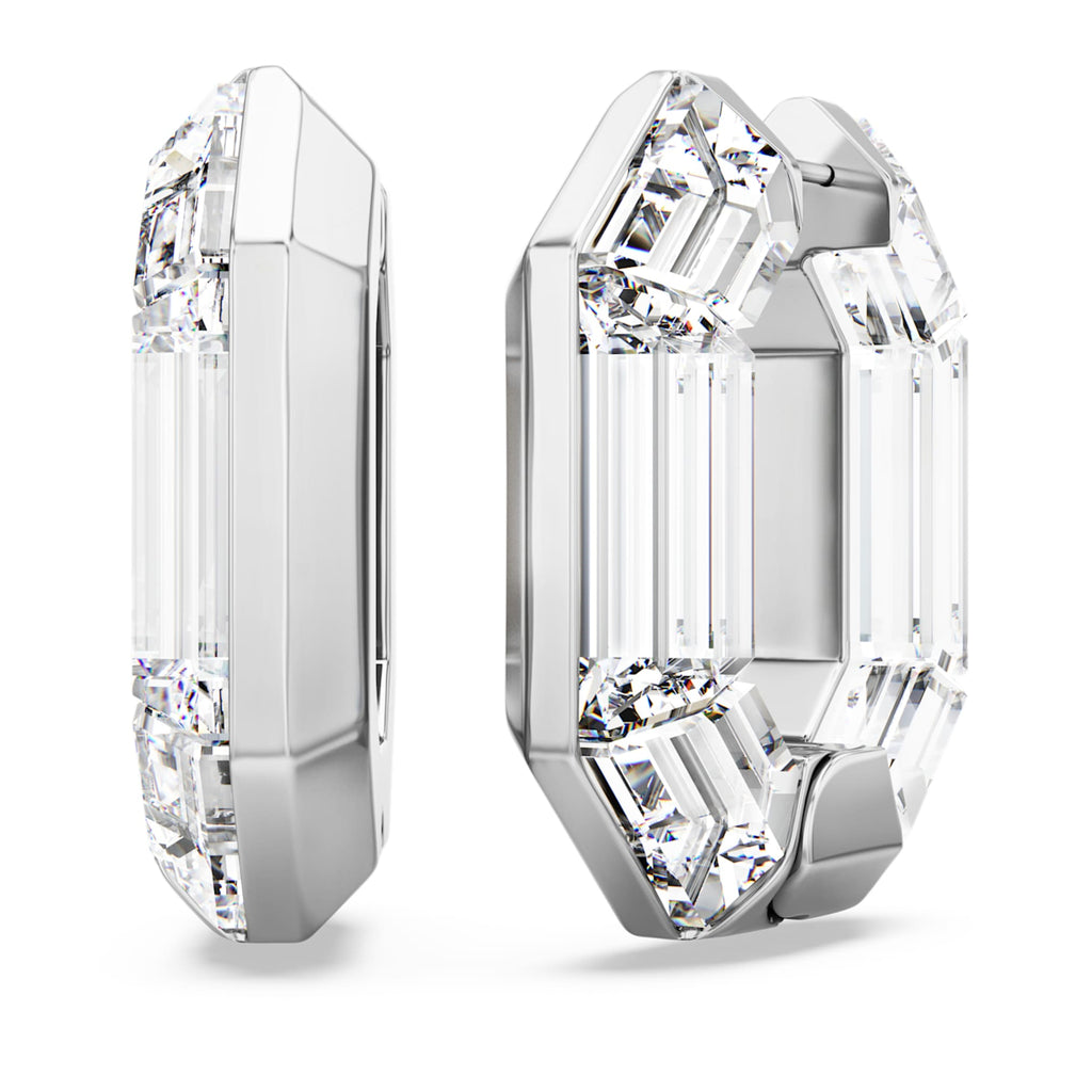 Swarovski Lucent hoop earrings Octagon shape, Small, White