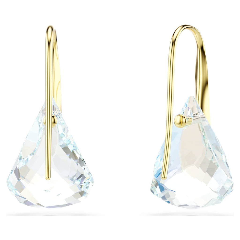 Swarovski Lunar drop earrings Oval cut, White, 18K gold finish