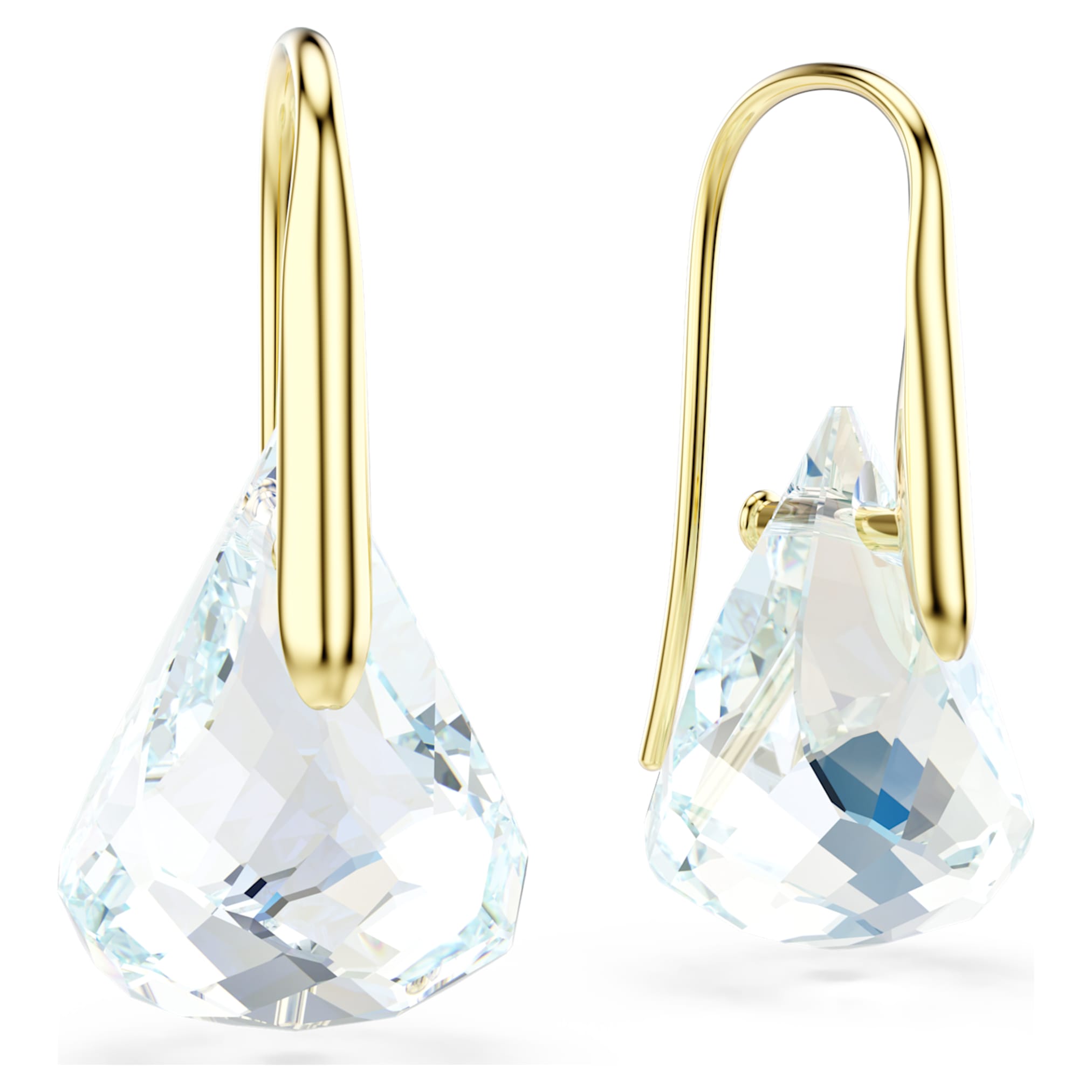Swarovski Lunar drop earrings Oval cut, White, 18K gold finish