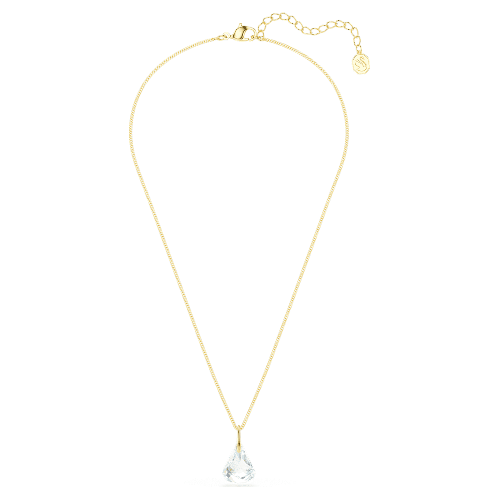 Swarovski Lunar pendant Oval cut, White, 18K gold finish