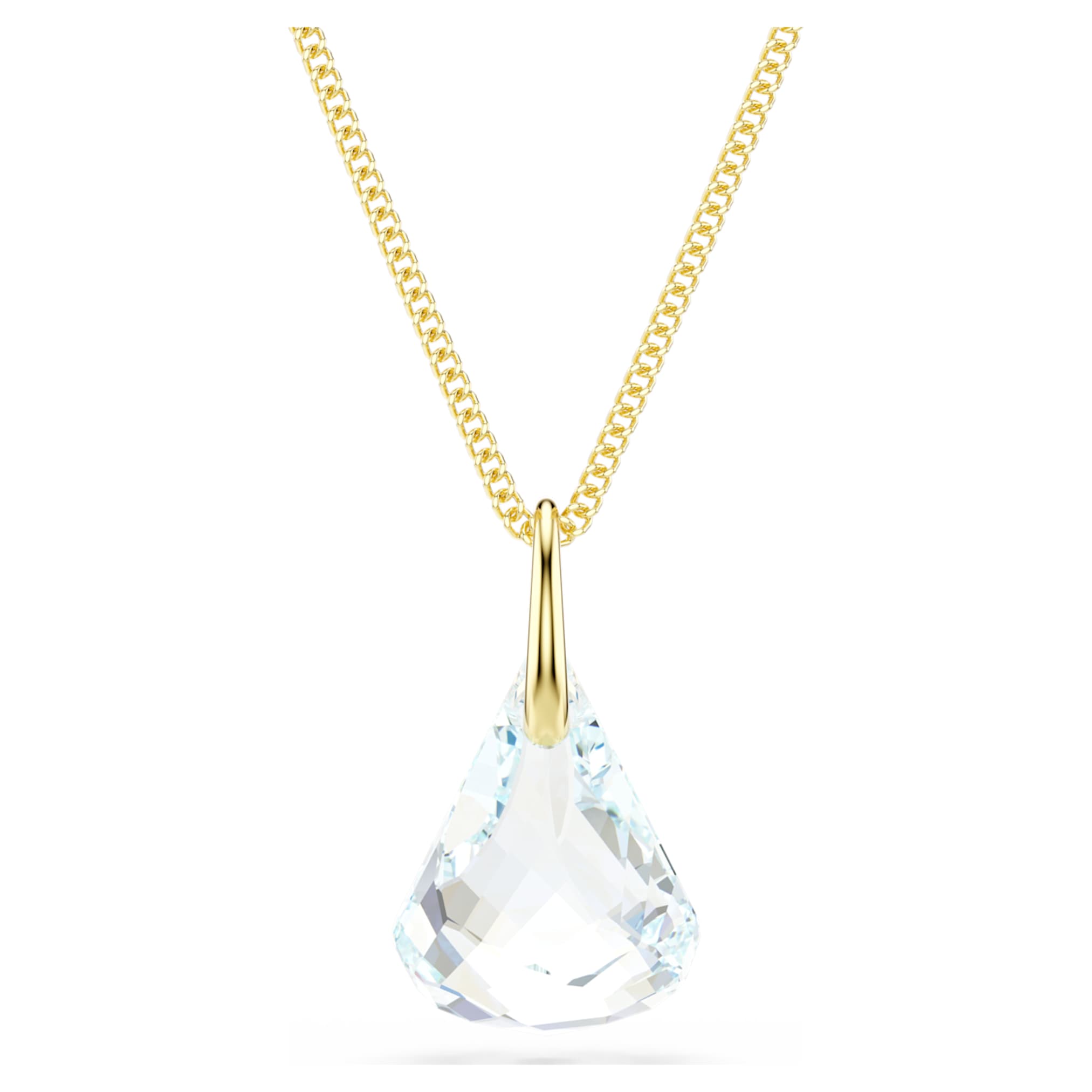 Swarovski Lunar pendant Oval cut, White, 18K gold finish