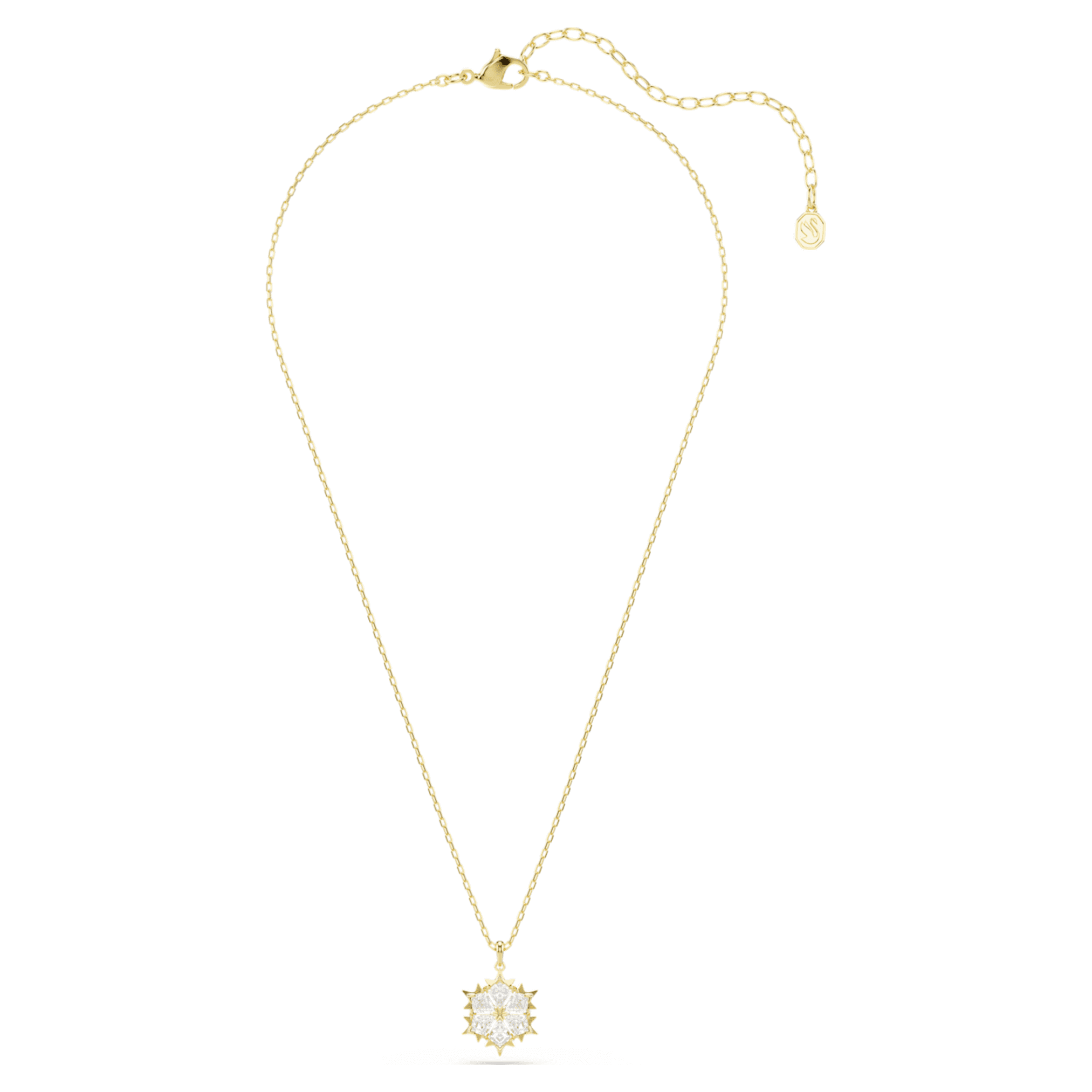 Swarovski Magic pendant Mixed cuts, Snowflake, White, 18K gold finish