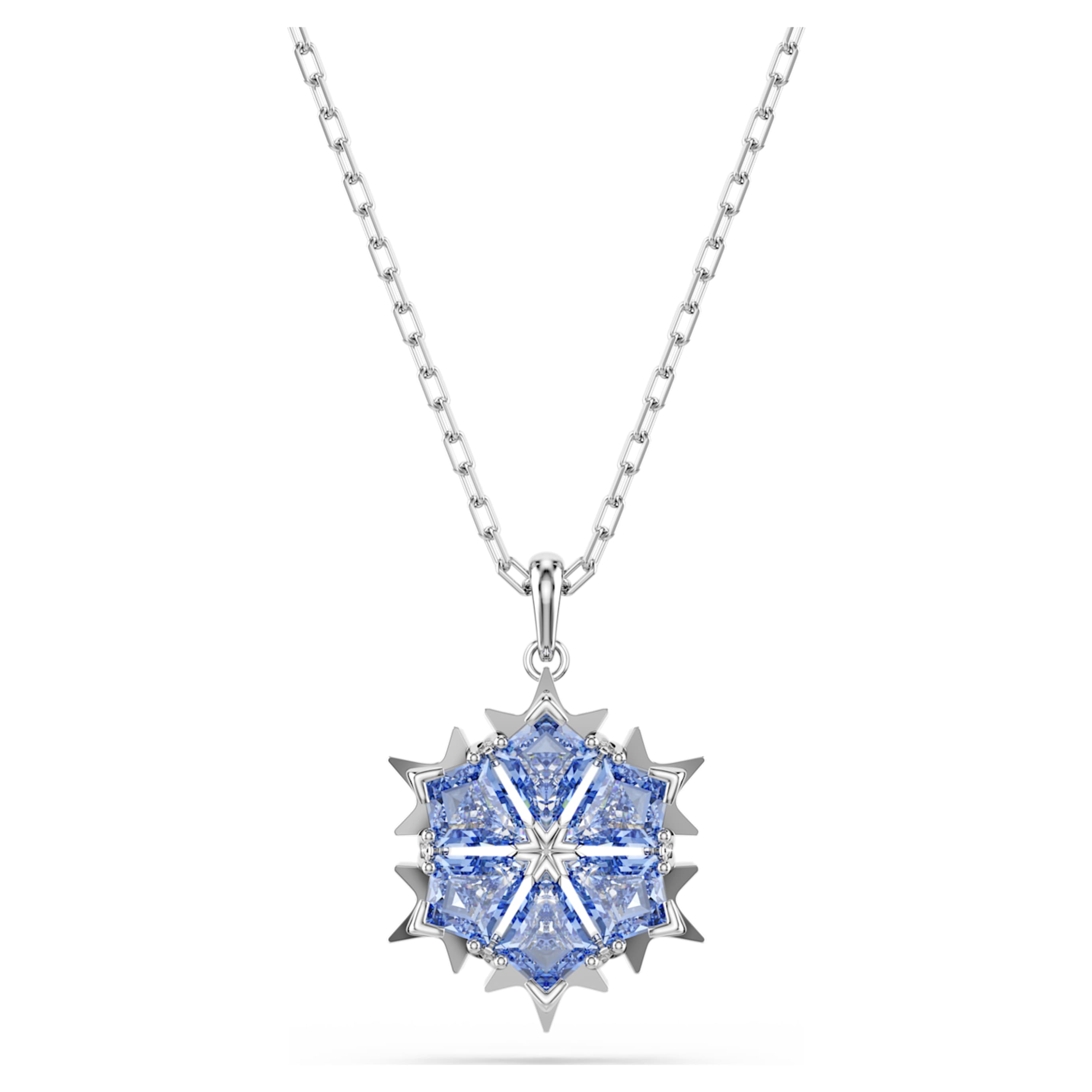 Swarovski Magic pendant Mixed cuts, Snowflake, White, 18K gold finish