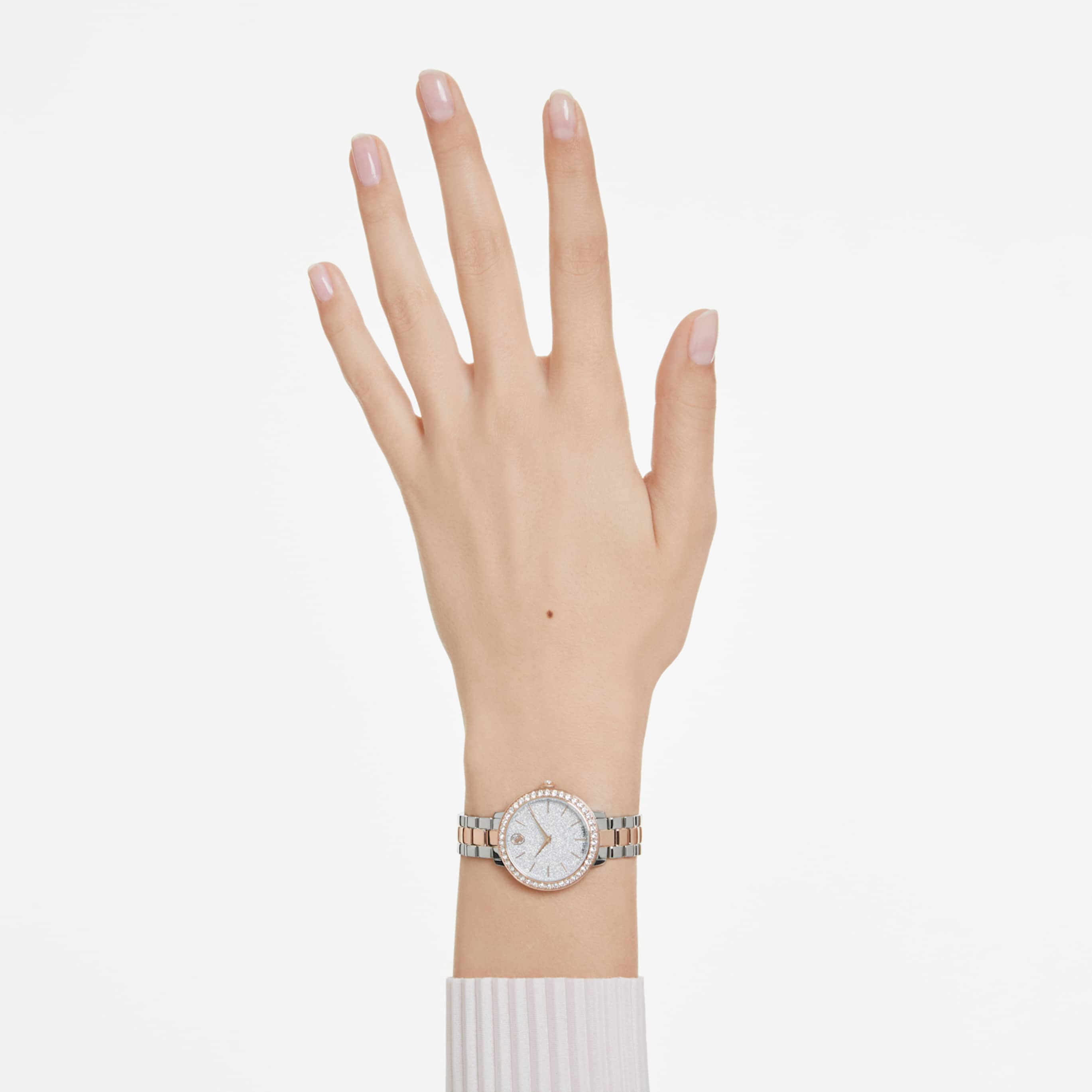Swarovski Matrix 3-link watch Swiss Made, Metal bracelet, Silver tone, Stainless steel