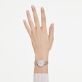 Swarovski Matrix 3-link watch Swiss Made, Metal bracelet, Silver tone, Rose gold-tone finish