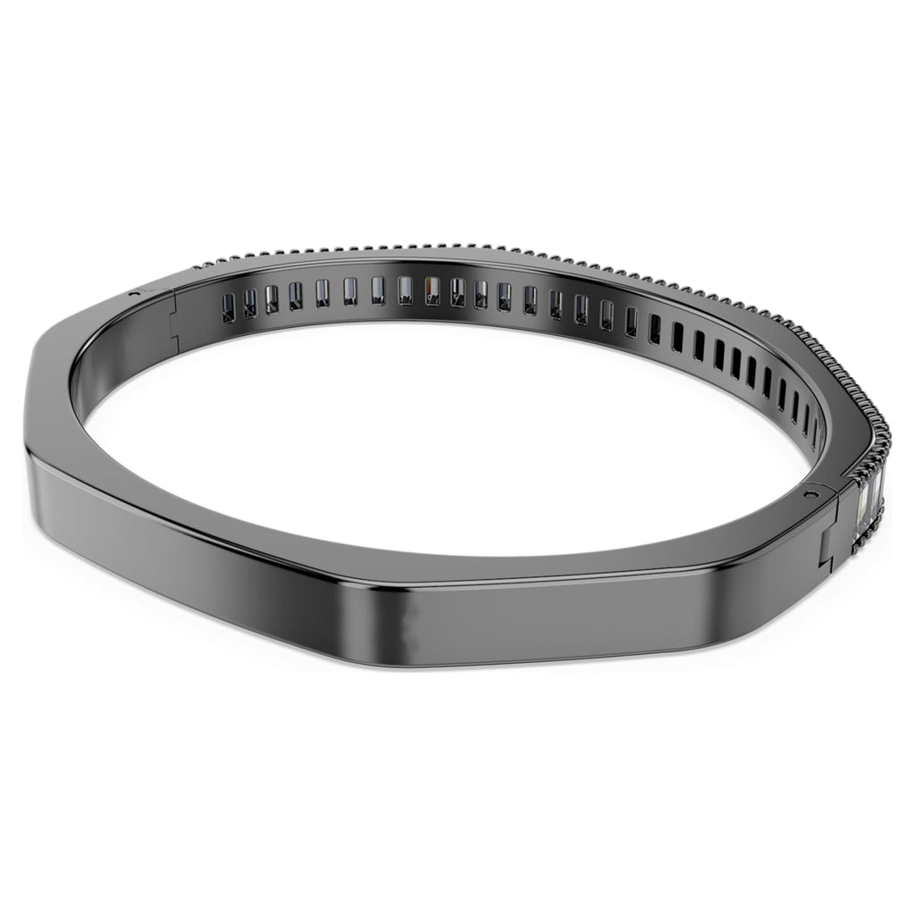 Swarovski Matrix bangle Baguette cut, Octagon shape, Gray, Ruthenium plated