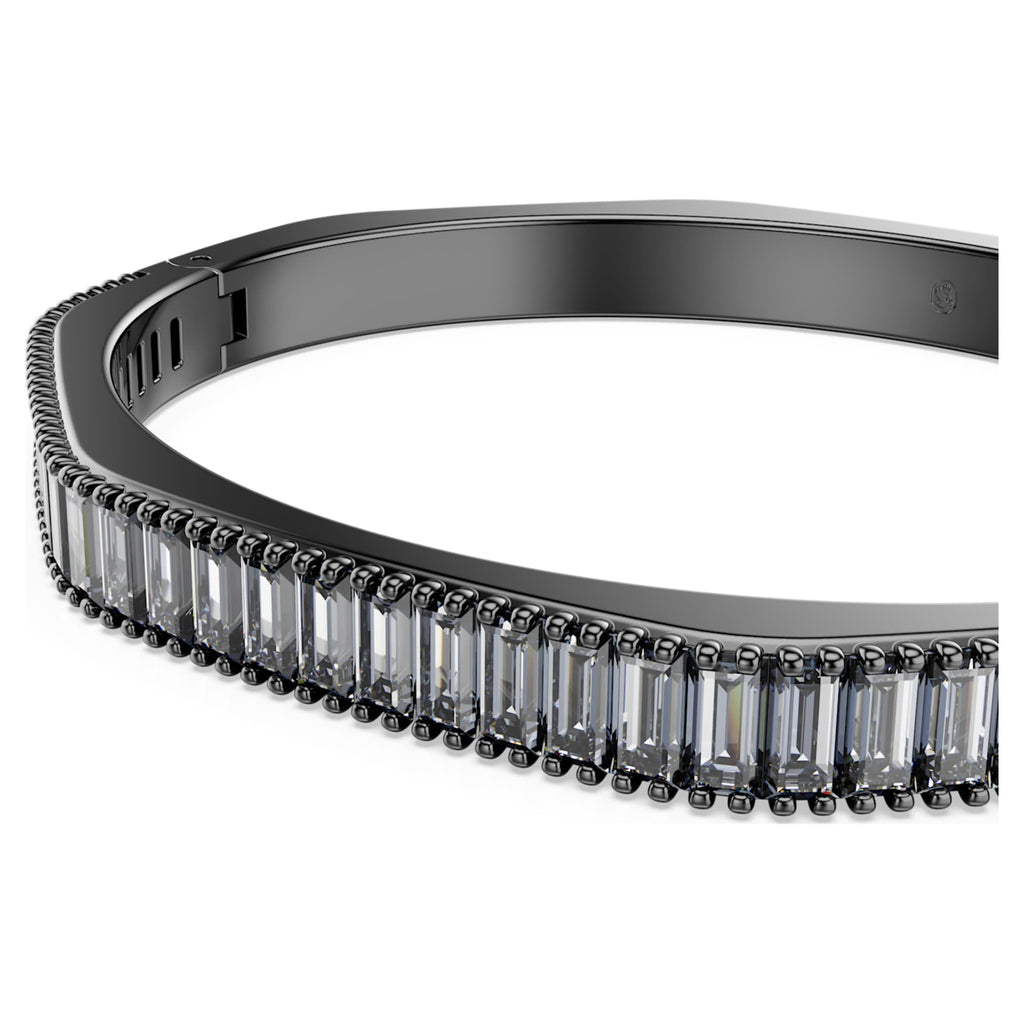 Swarovski Matrix bangle Baguette cut, Octagon shape, Gray, Ruthenium plated
