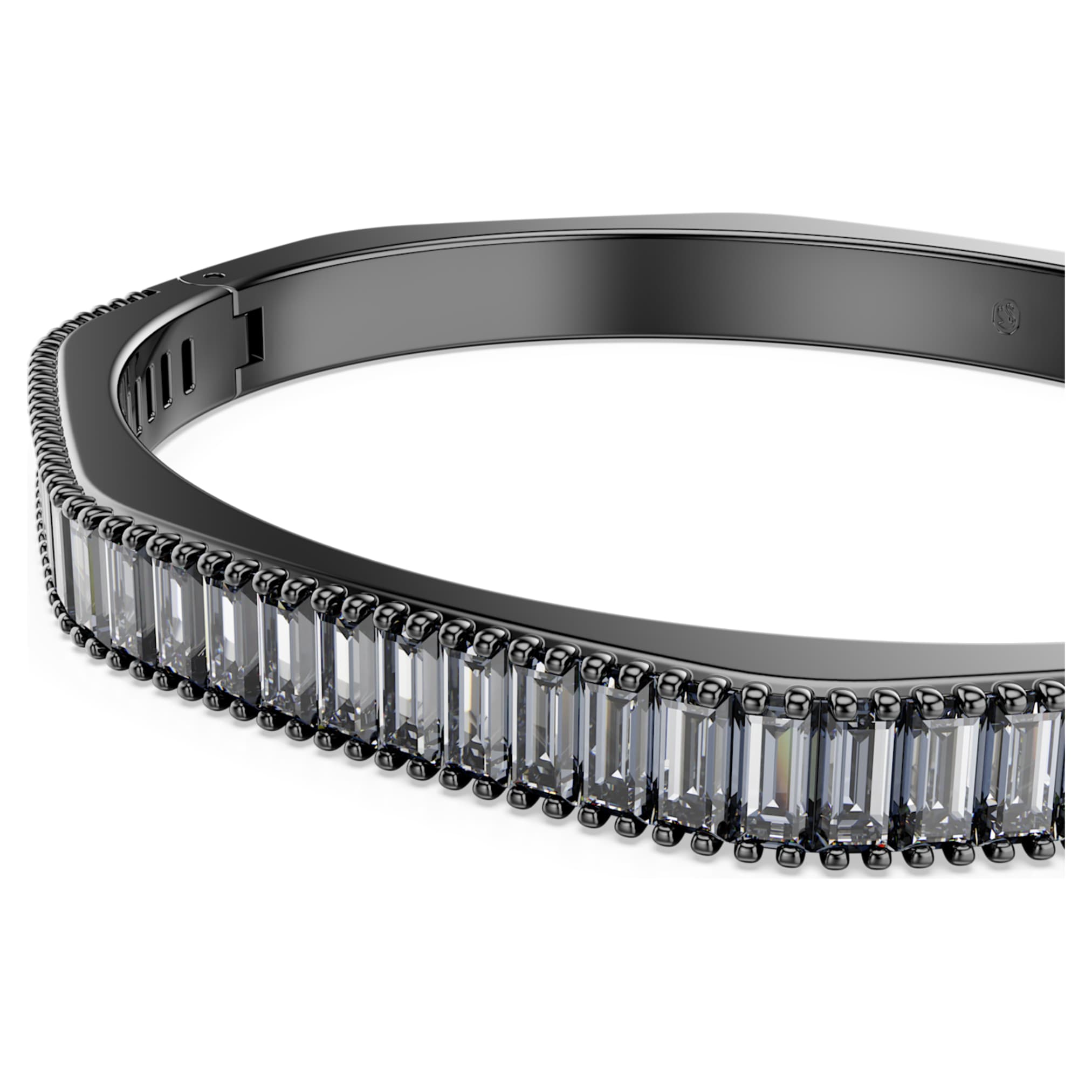 Swarovski Matrix bangle Baguette cut, Octagon shape, Gray, Ruthenium plated
