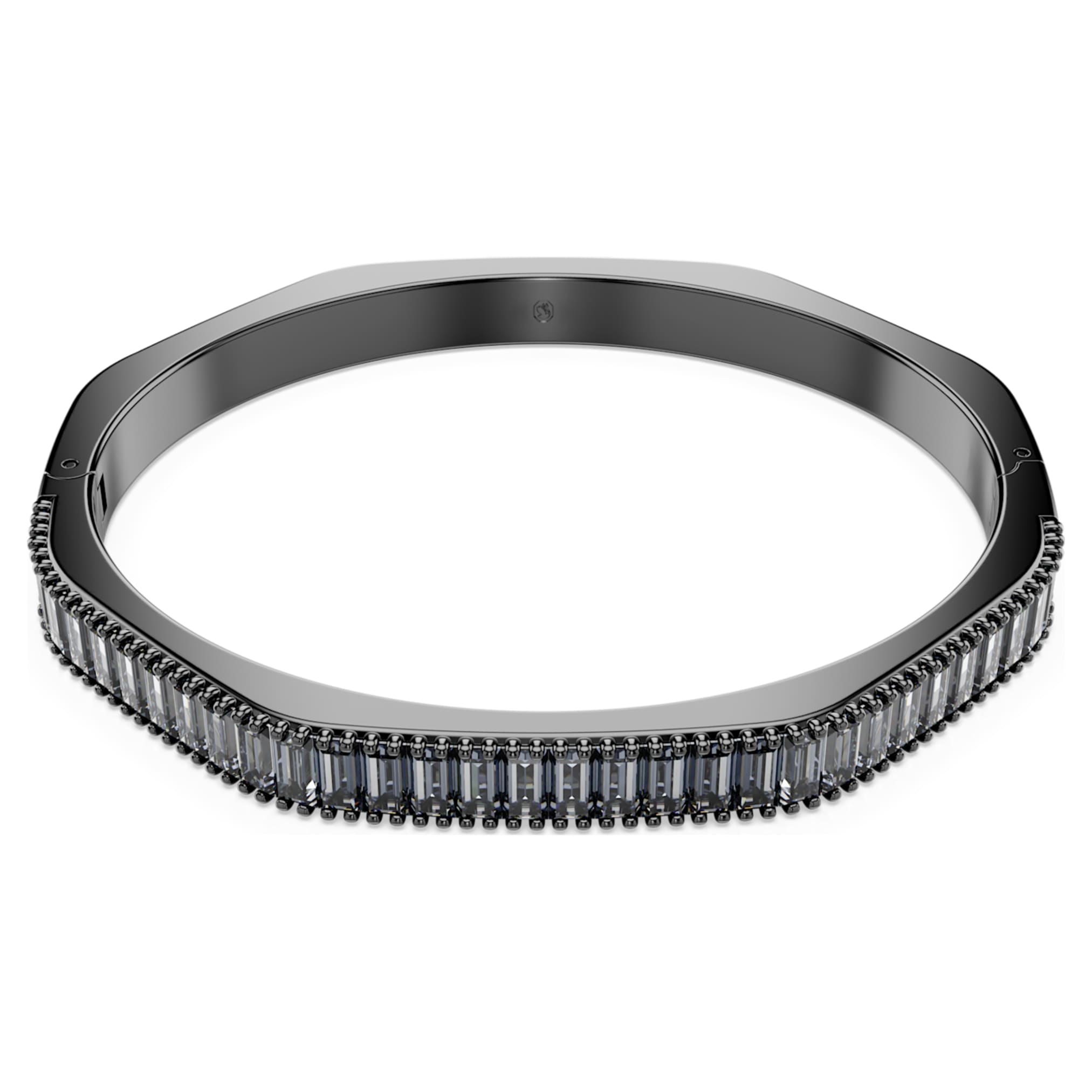 Swarovski Matrix bangle Baguette cut, Octagon shape, Gray, Ruthenium plated