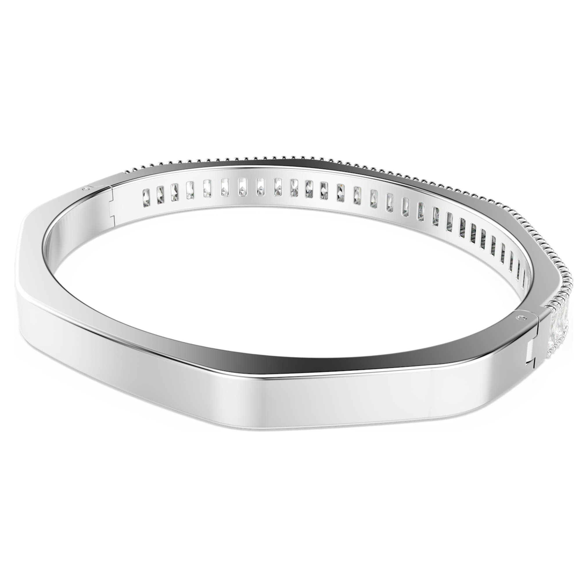 Swarovski Matrix bangle Baguette cut, Octagon shape, White, Rhodium plated