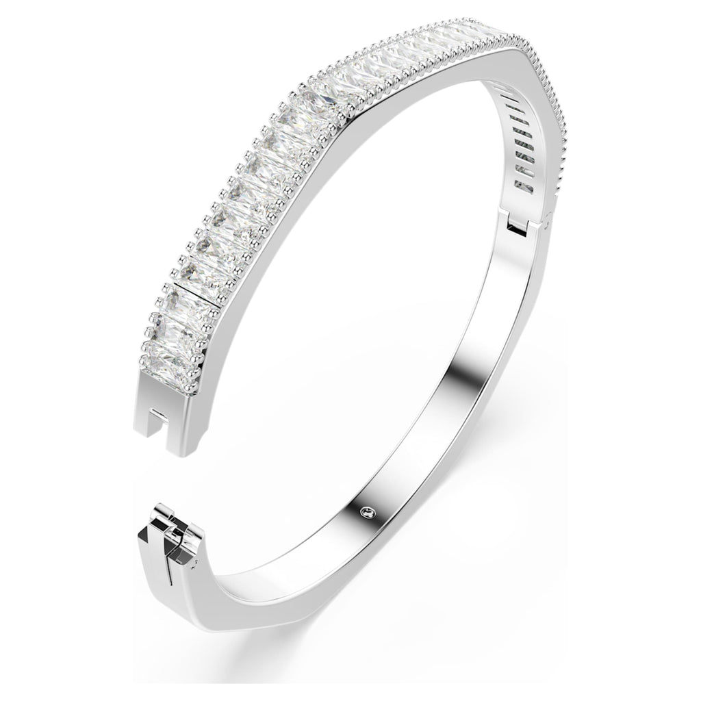 Swarovski Matrix bangle Baguette cut, Octagon shape, White, Rhodium plated