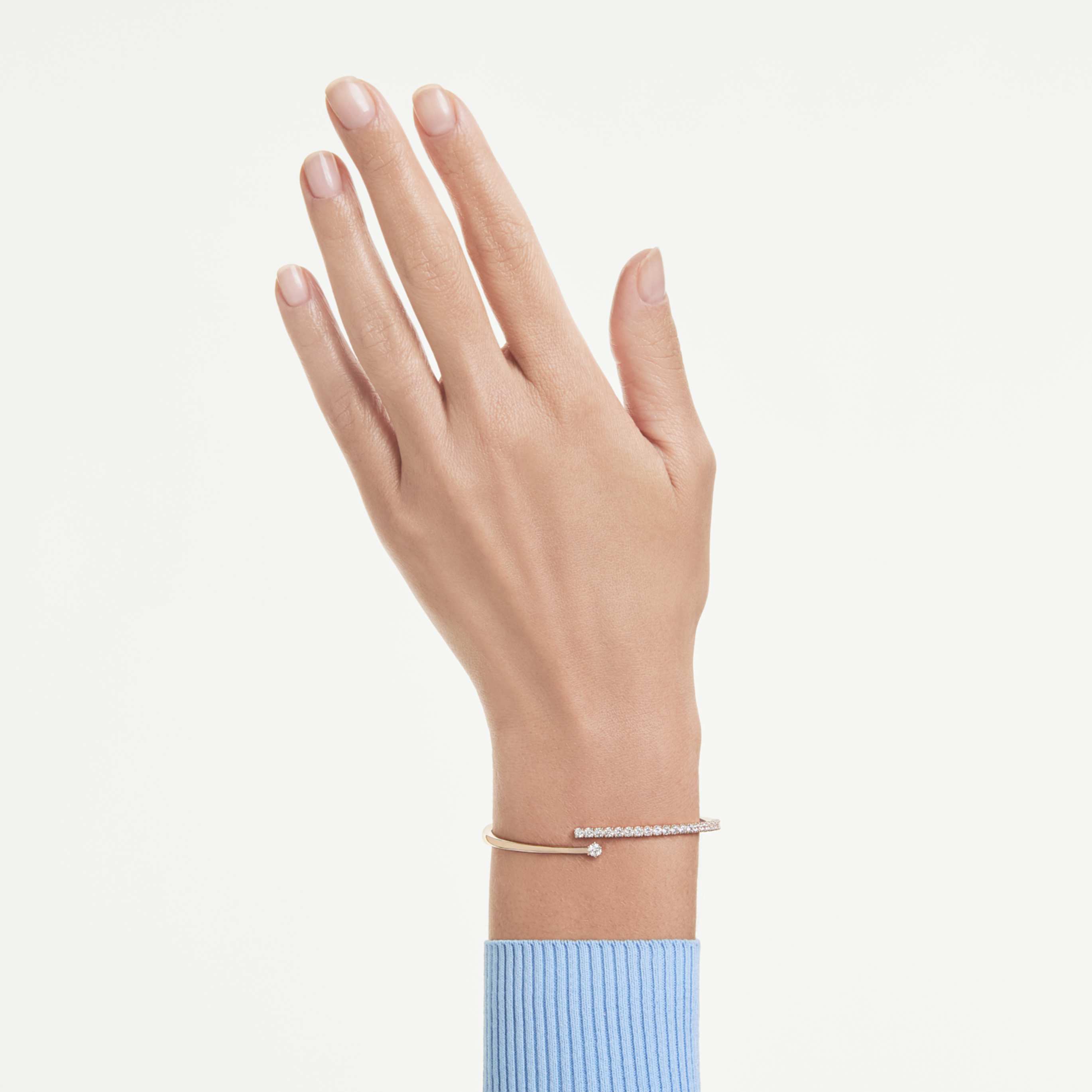 Swarovski Matrix bangle Round cut, White, 18K rose gold finish