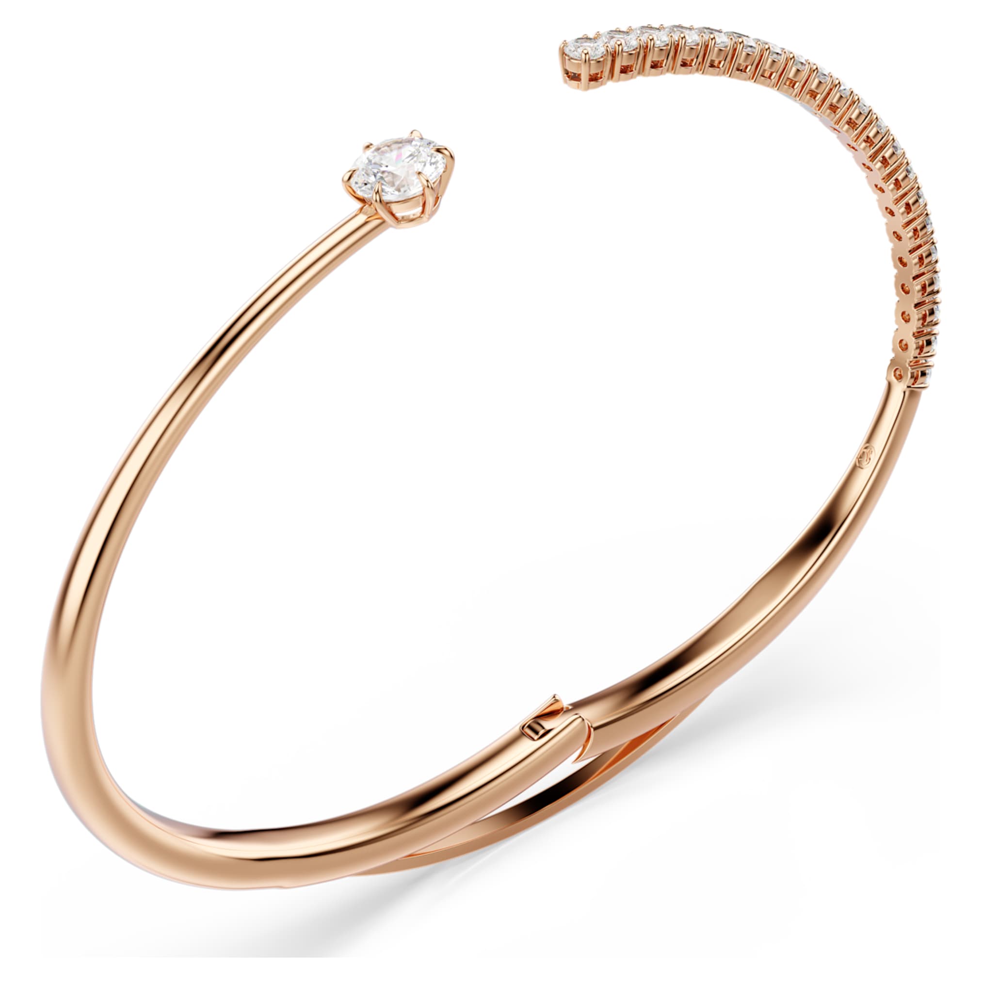 Swarovski Matrix bangle Round cut, White, 18K rose gold finish