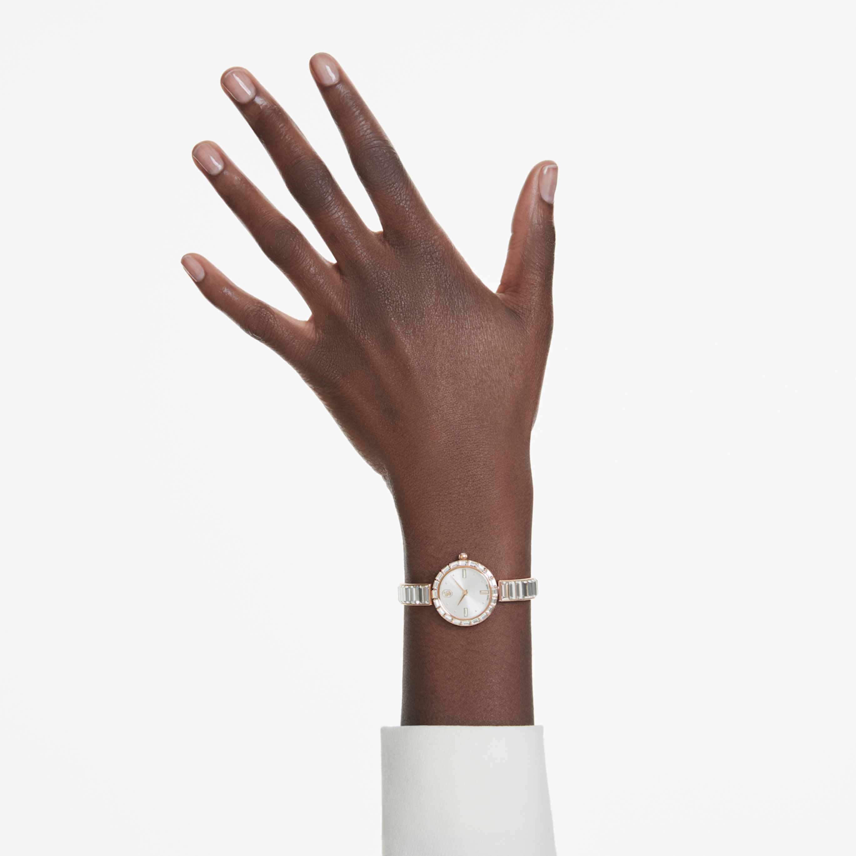 Swarovski Matrix bangle watch Swiss Made, Crystal bracelet, Green, Champagne gold-tone finish