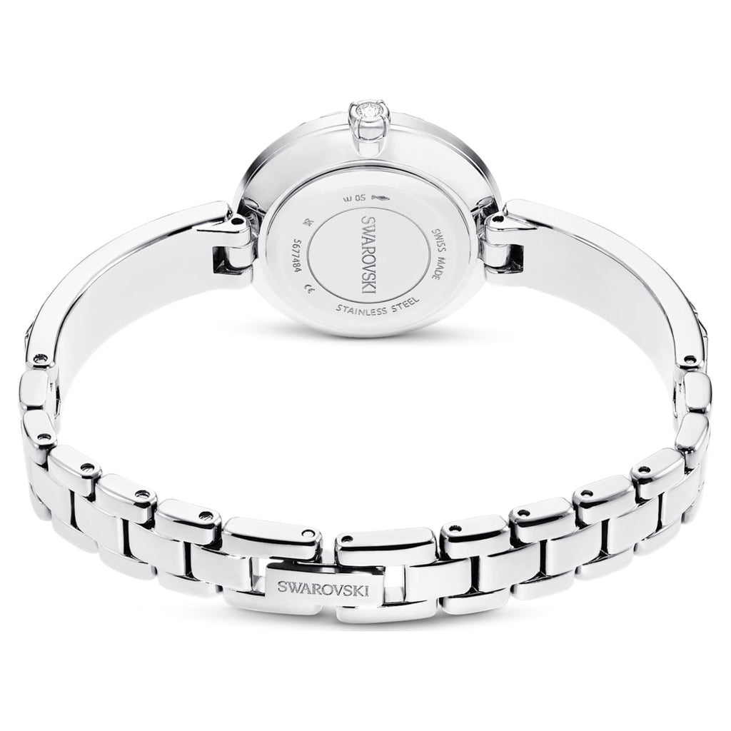 Swarovski Matrix bangle watch Swiss Made, Crystal bracelet, White, Stainless Steel