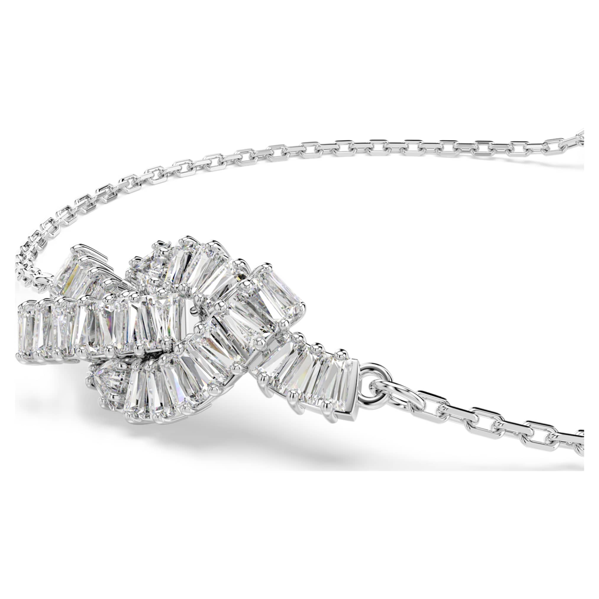 Swarovski Matrix bracelet Baguette cut, Knot, White, Rhodium plated