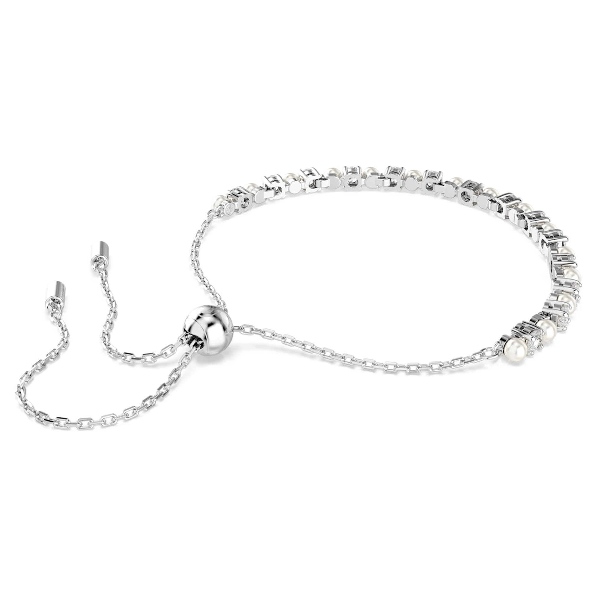 Swarovski Matrix bracelet Crystal pearl, Round cut, White, Rhodium plated