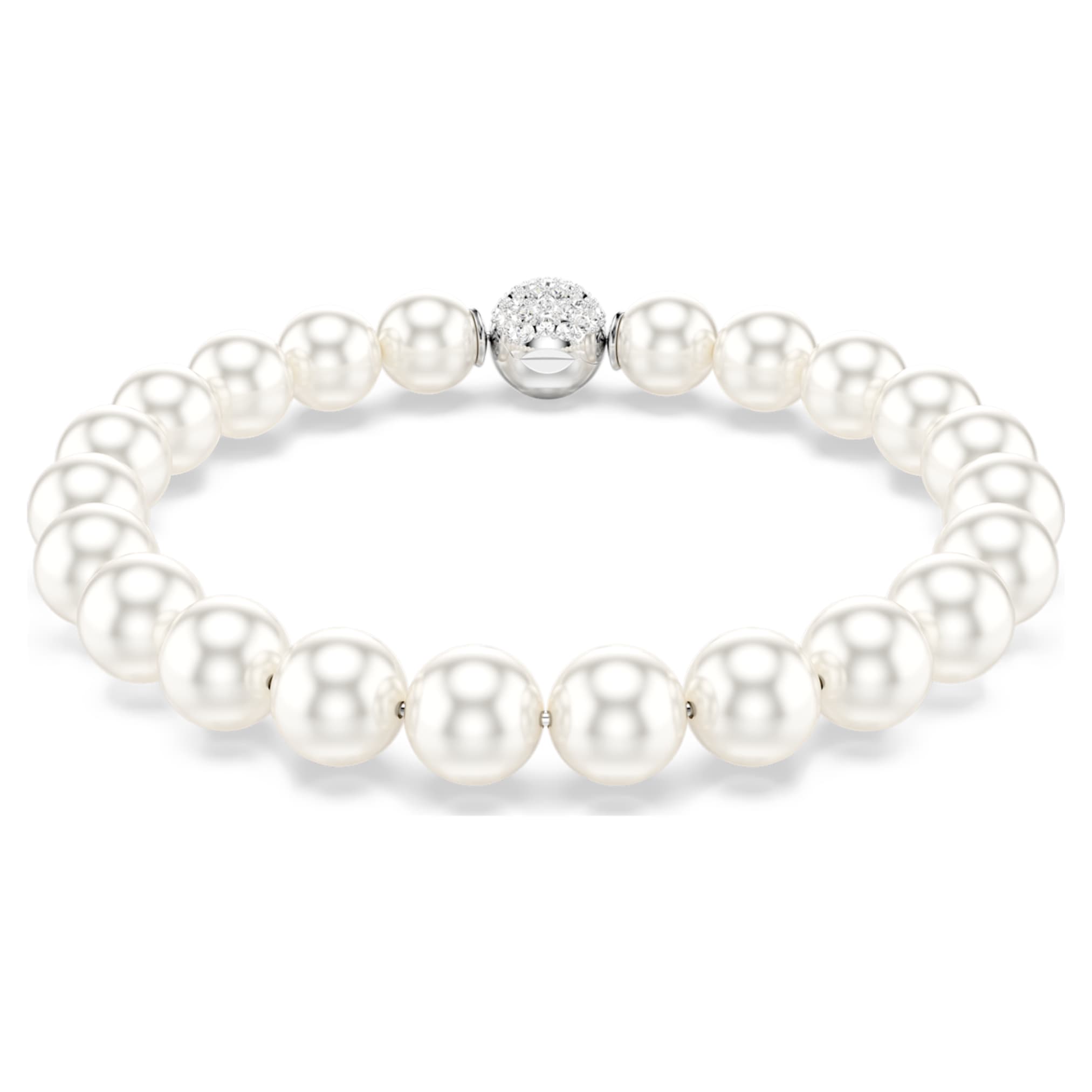 Swarovski Matrix bracelet Crystal pearl, White, Rhodium plated
