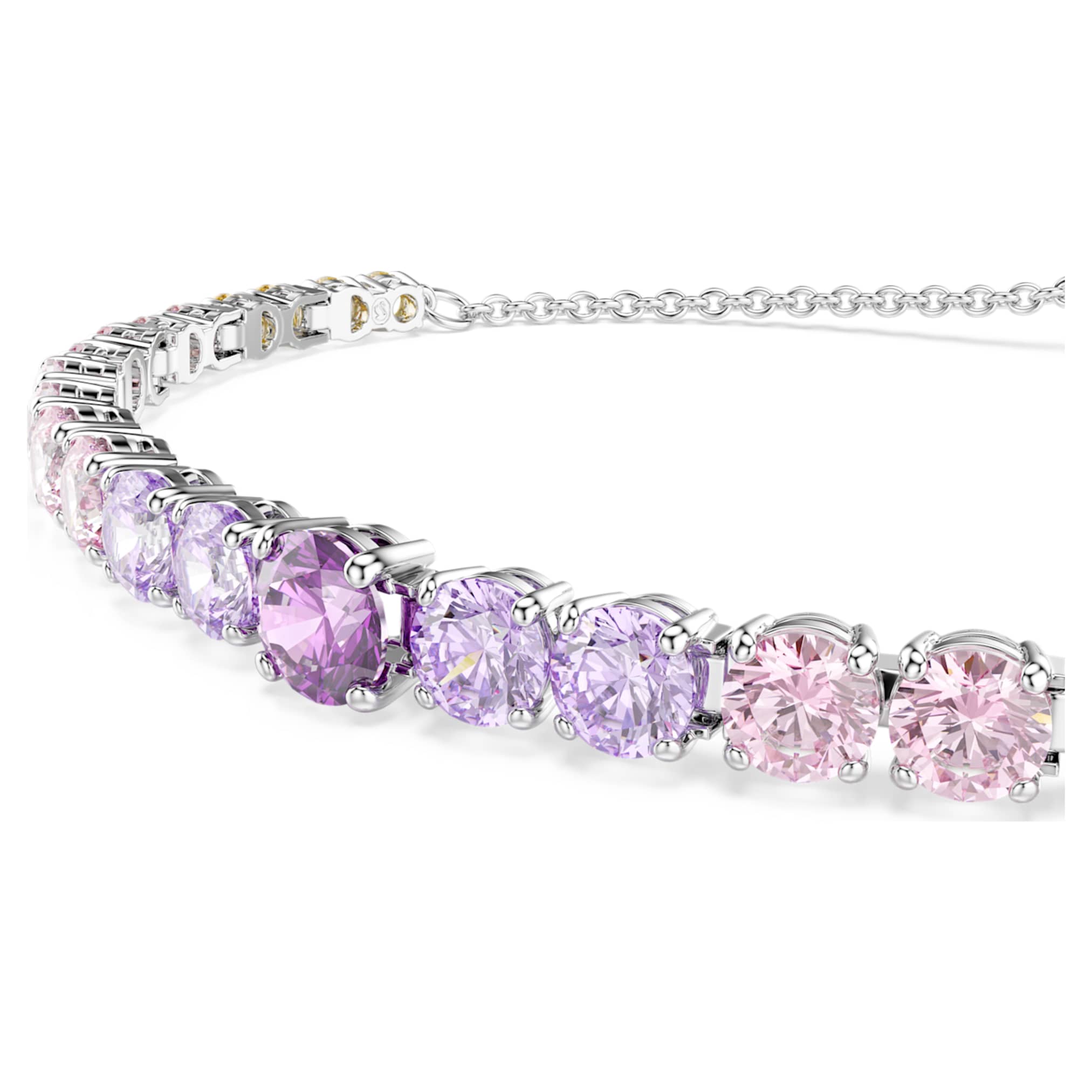 Swarovski Matrix bracelet Gradient of round cuts, Multicolored, Rhodium plated