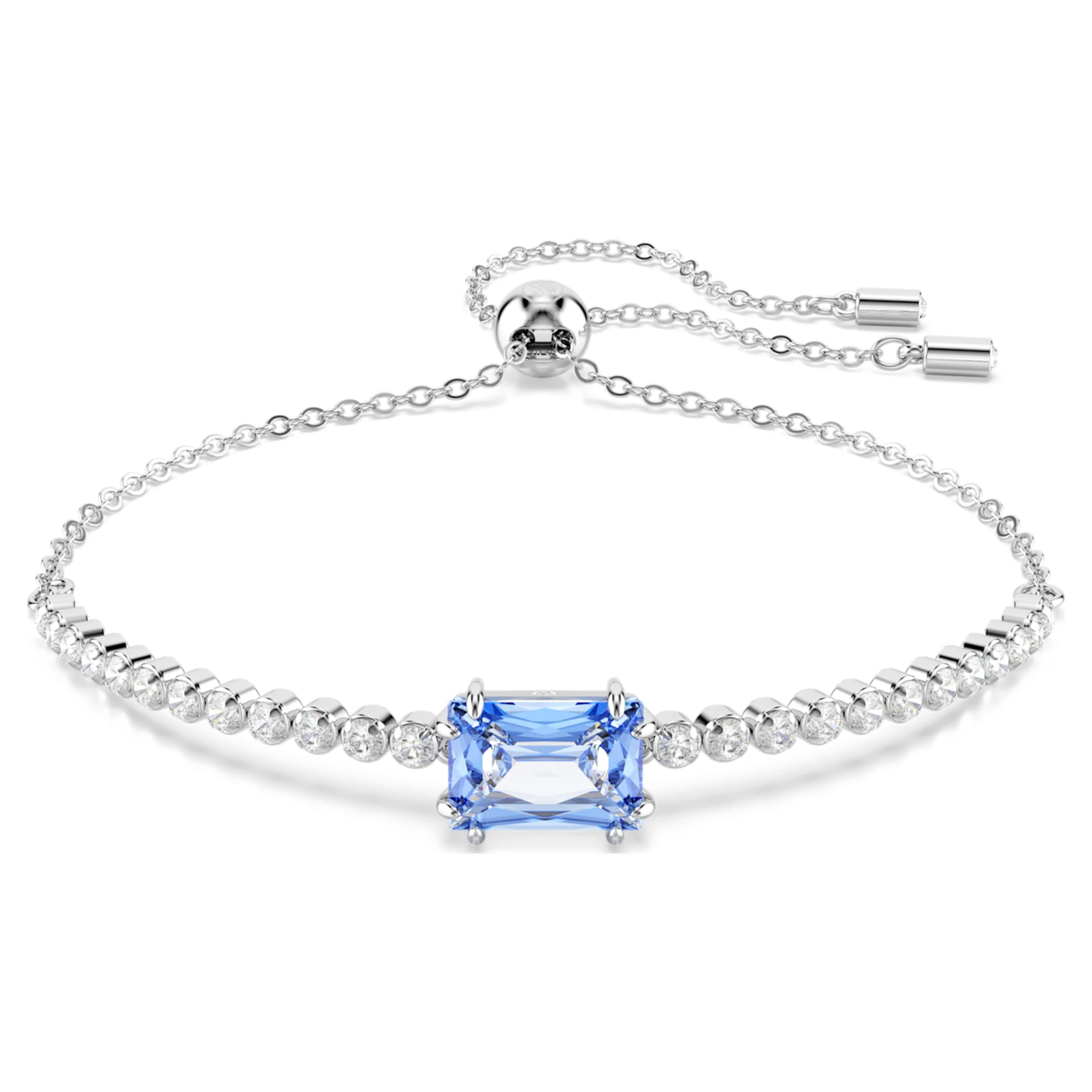 Swarovski Matrix bracelet Mixed cuts, Blue, Rhodium plated