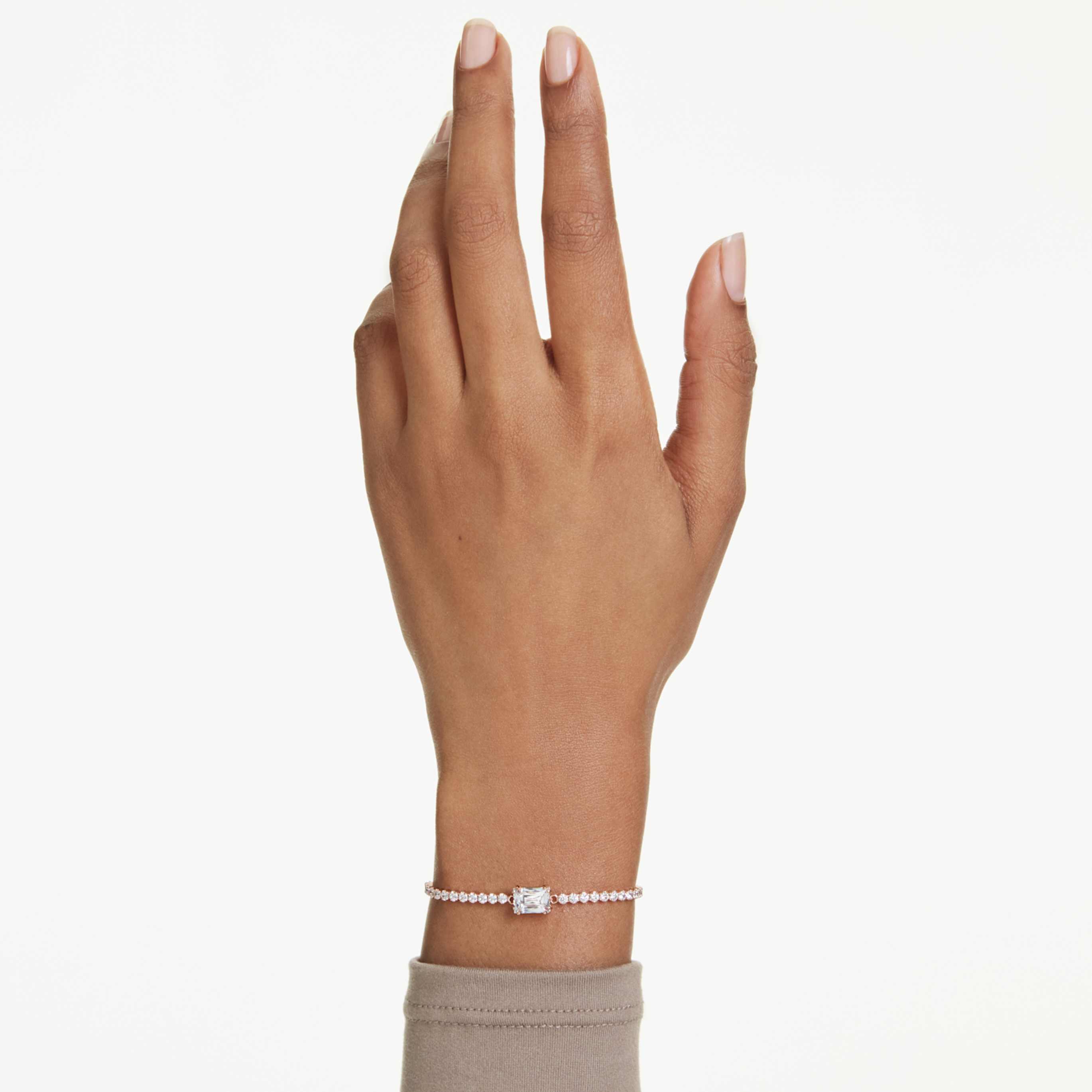 Swarovski Matrix bracelet Mixed cuts, White, 18K rose gold finish