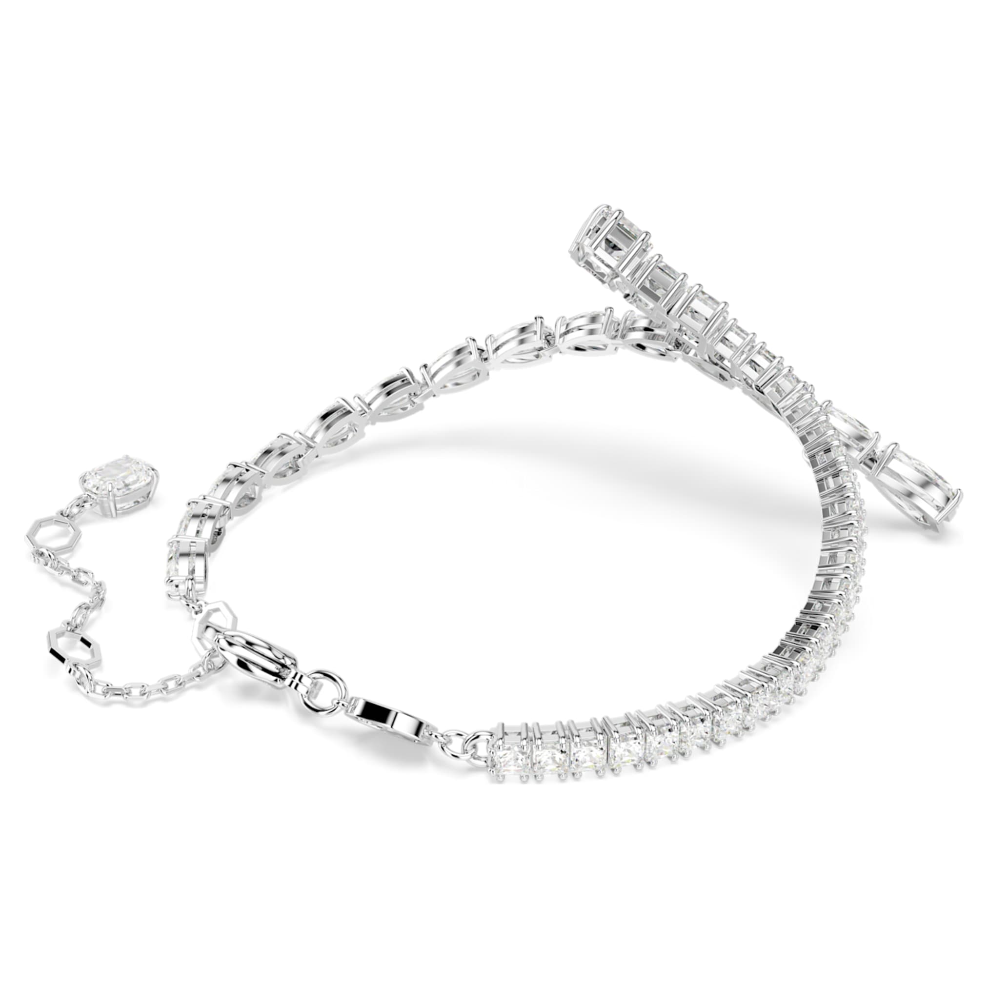 Swarovski Matrix bracelet Mixed cuts, White, Rhodium plated