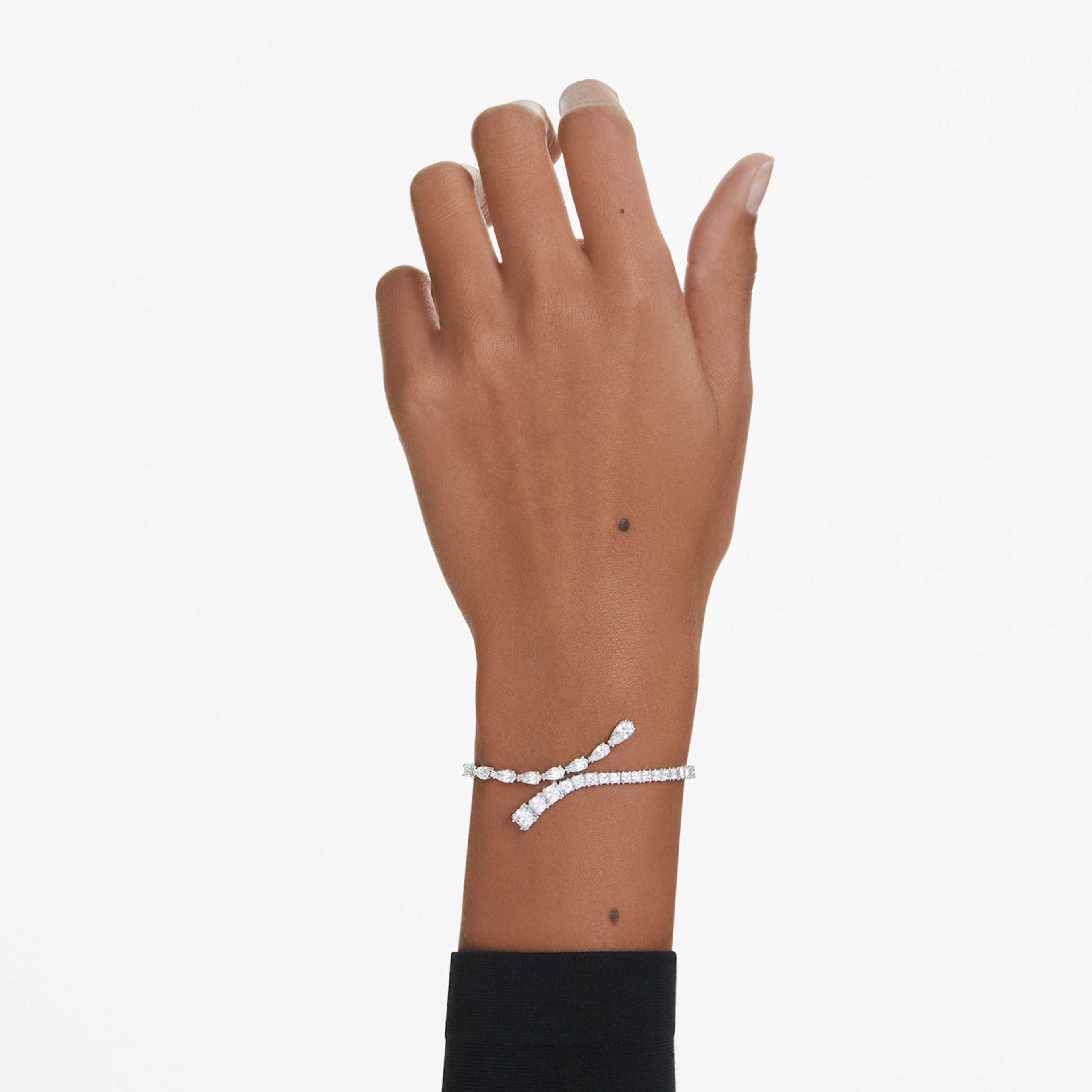 Swarovski Matrix bracelet Mixed cuts, White, Rhodium plated