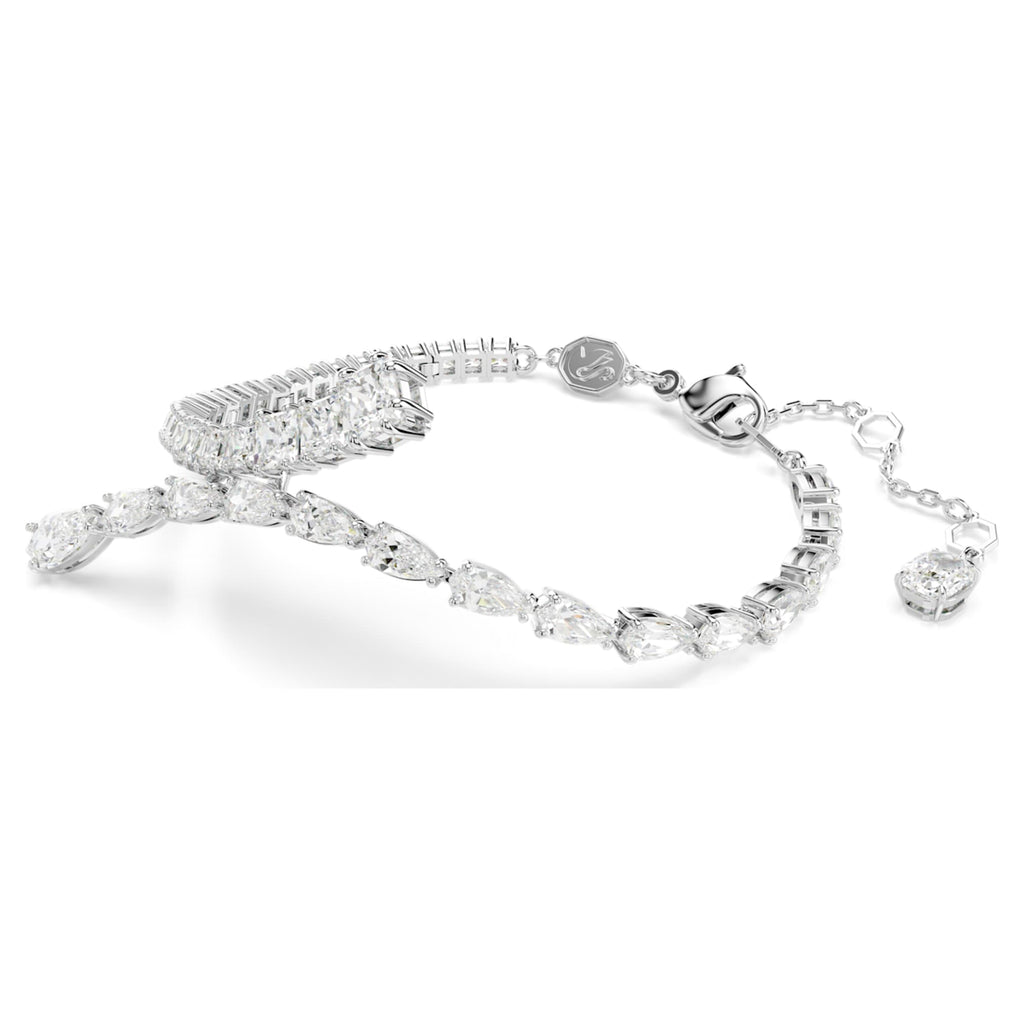 Swarovski Matrix bracelet Mixed cuts, White, Rhodium plated