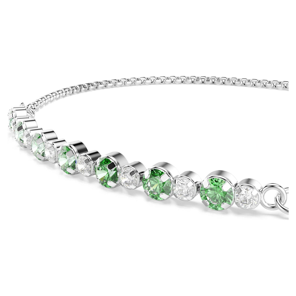 Swarovski Matrix bracelet Round cut, Green, Rhodium plated