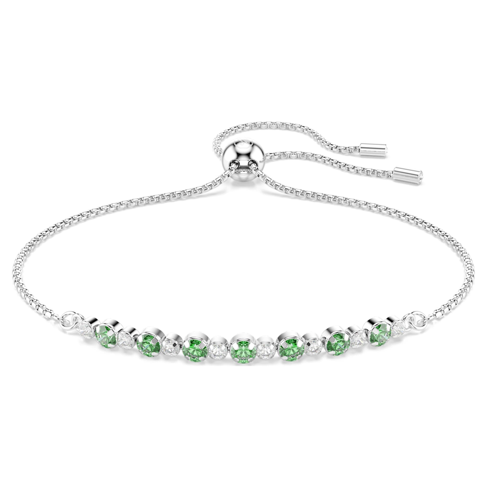 Swarovski Matrix bracelet Round cut, Green, Rhodium plated
