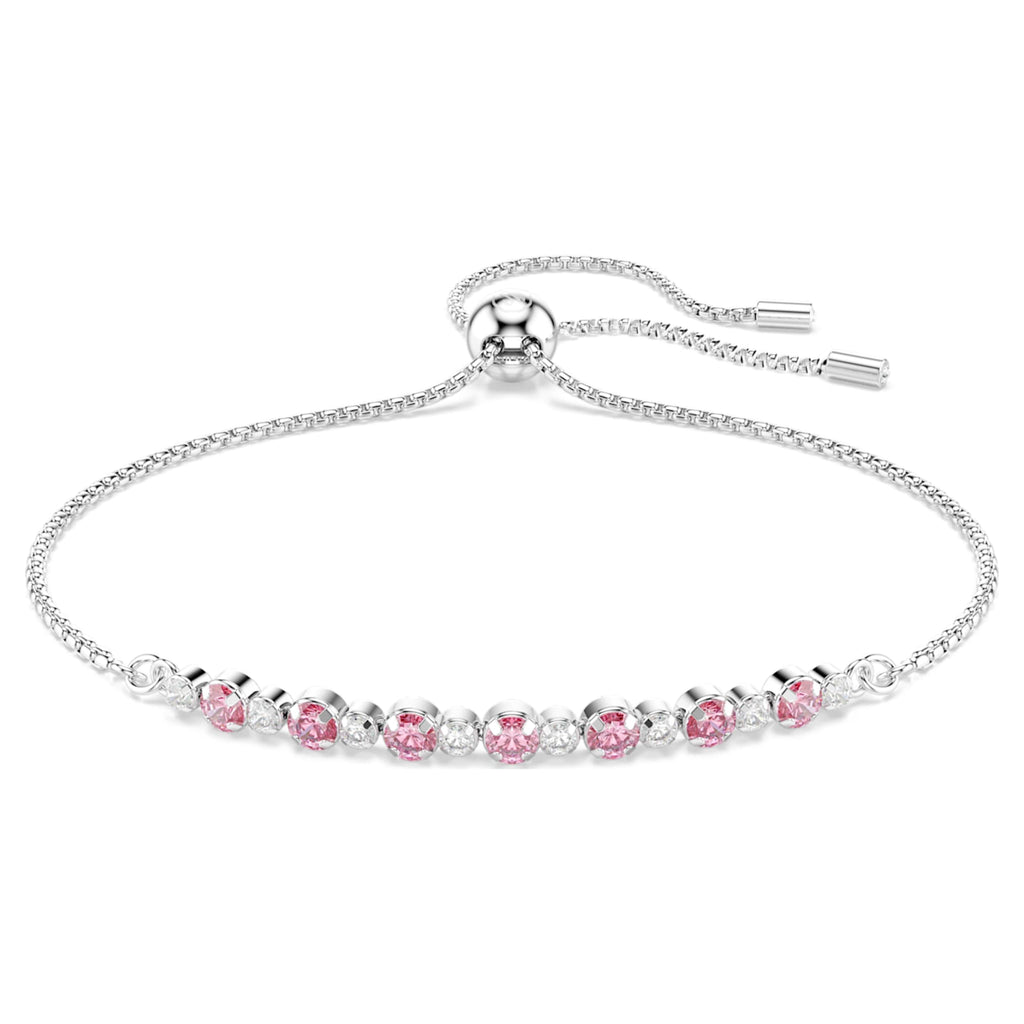 Swarovski Matrix bracelet Round cut, Pink, Rhodium plated